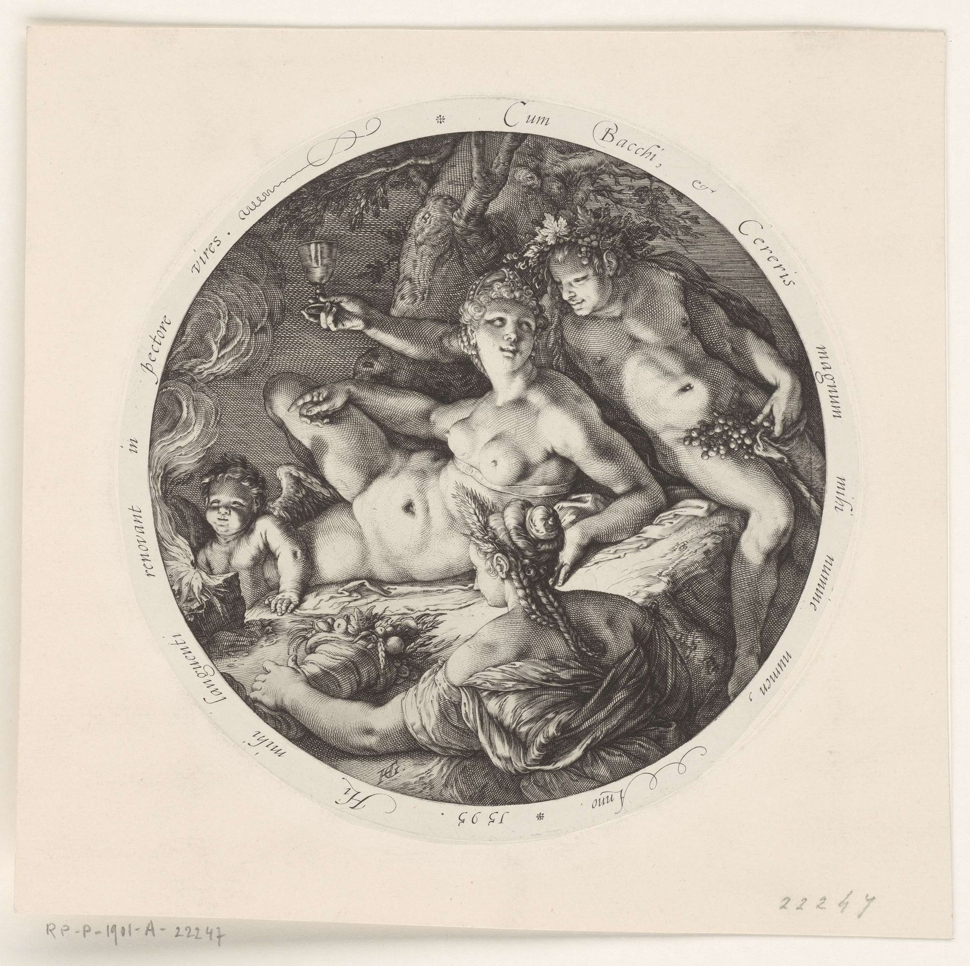 Bacchus, Ceres en Venus by Hendrick Goltzius