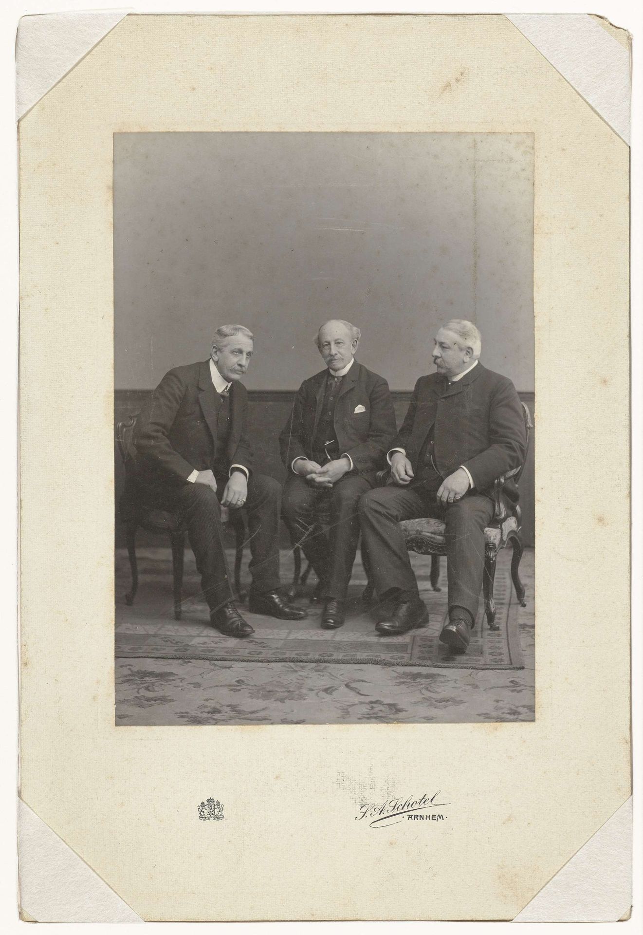 Portret van Jacques van Braam, Chris van Braam en Willem H. van Braam by Stephanus Adrianus Schotel