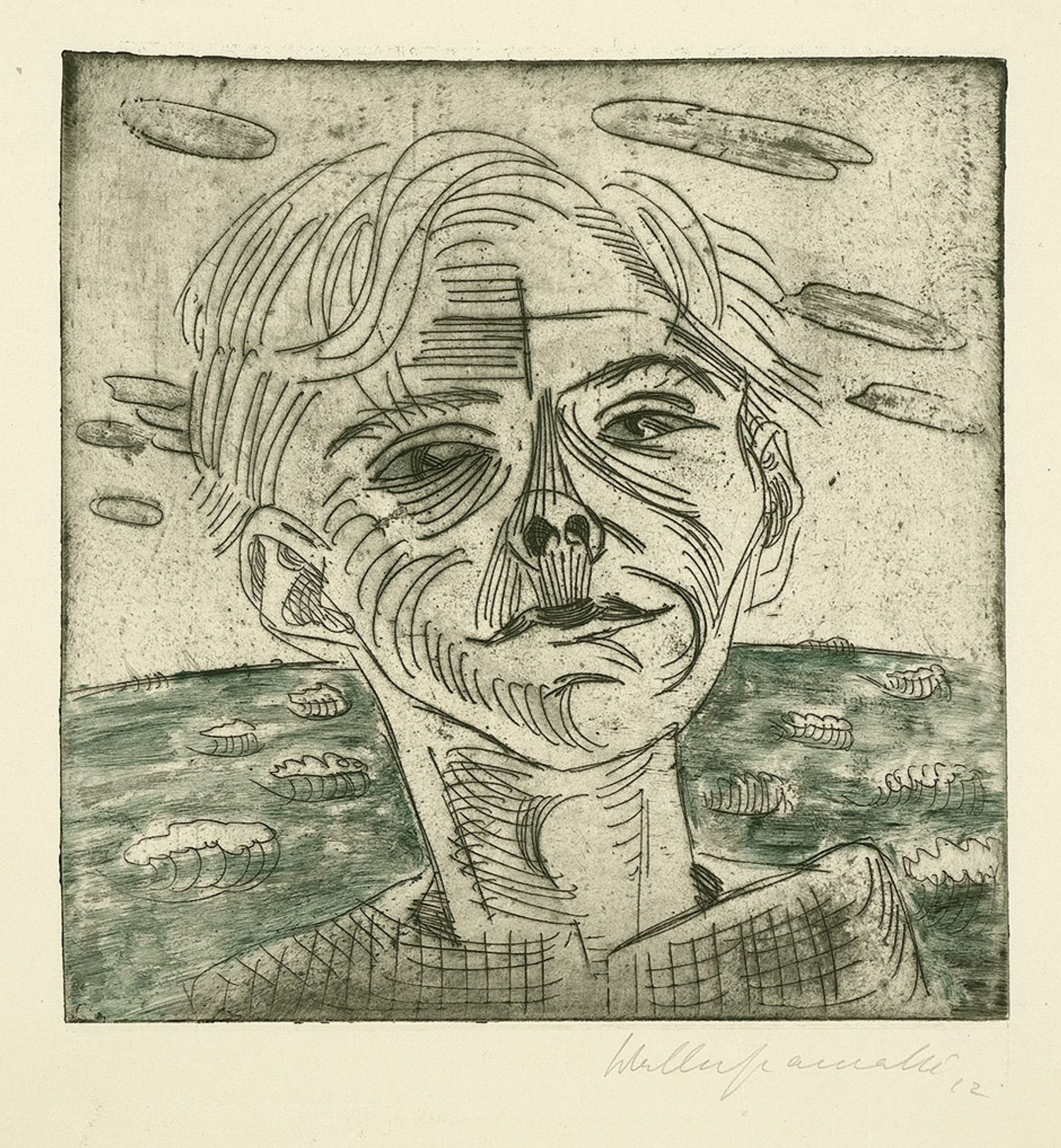 Etching from the series "The Face" by Walter Gramatté