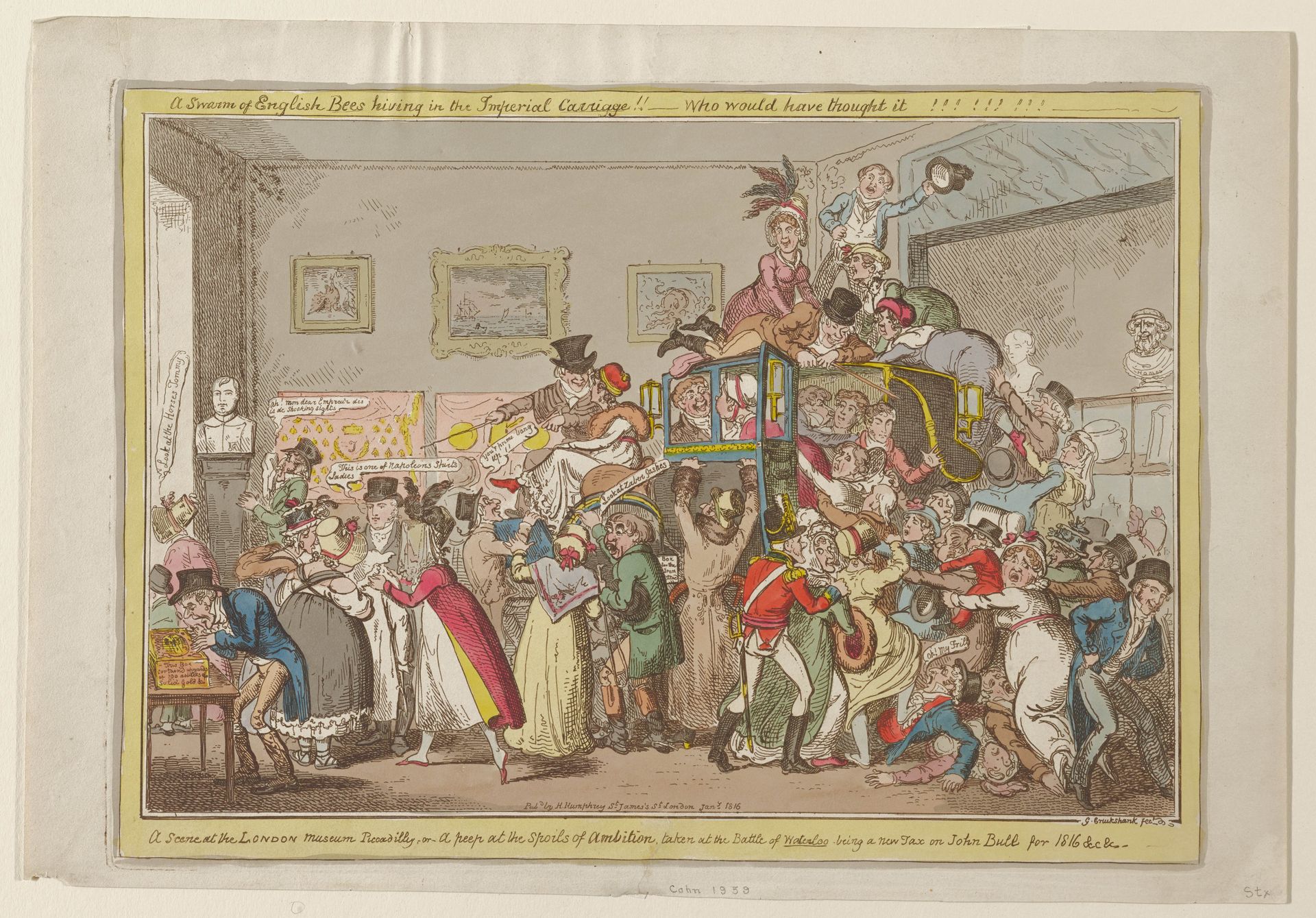 A Swarm of English Bees Hiving in the Imperial Carriage!! Who Would Have Thought It--- A Scene at the London Museum Piccadilly by William Humphrey