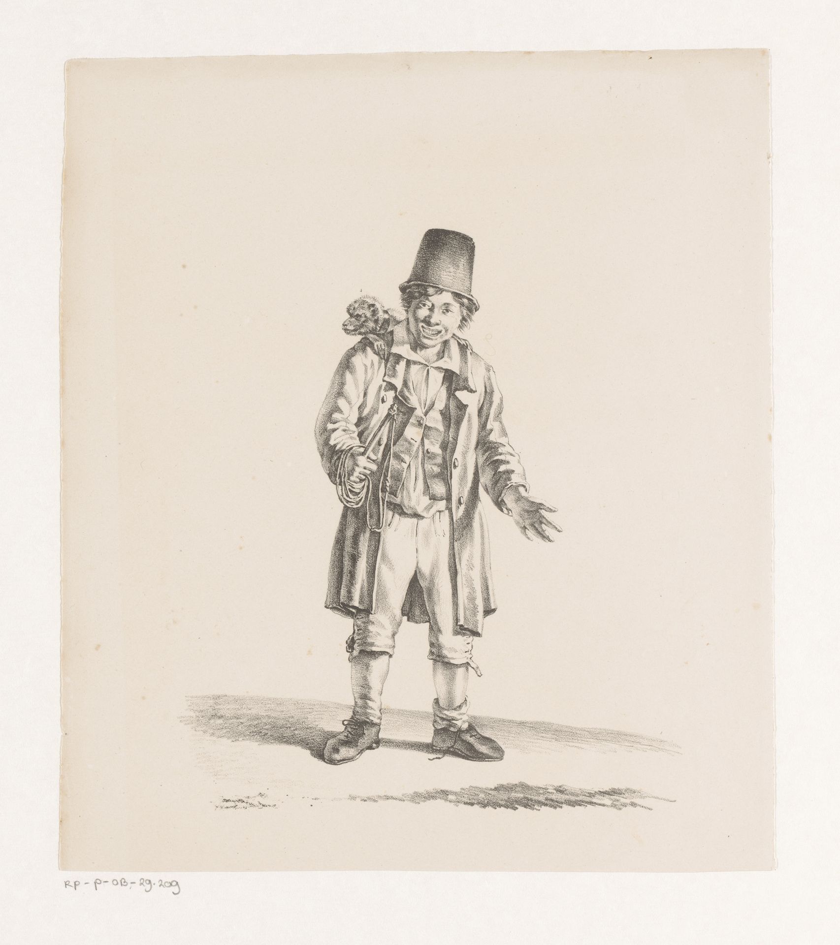 Jongen met aap op zijn schouder by Anthonie Willem Hendrik Nolthenius de Man