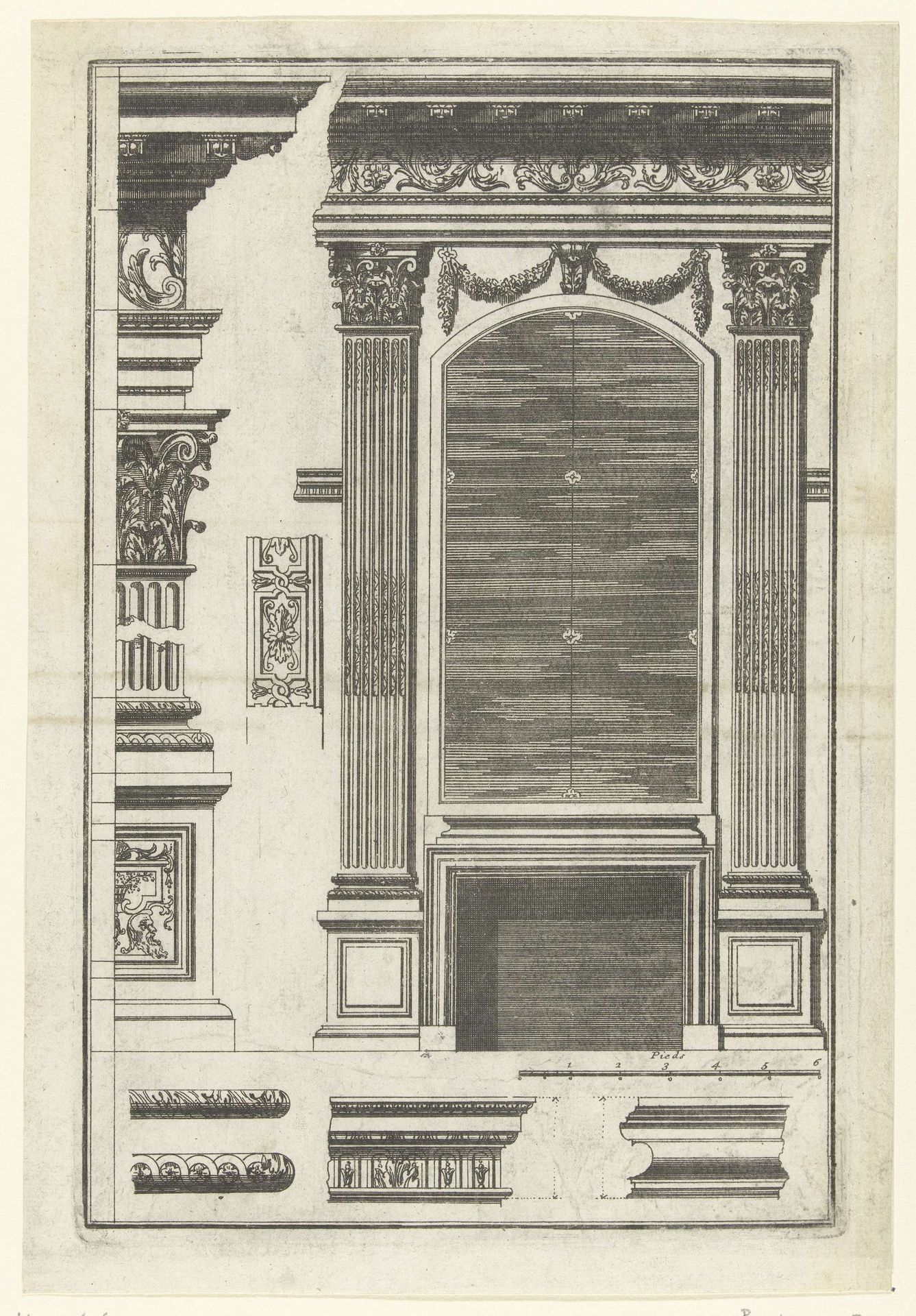 Onderboezem met twee Korintische pilasters by Francois de Poilly
