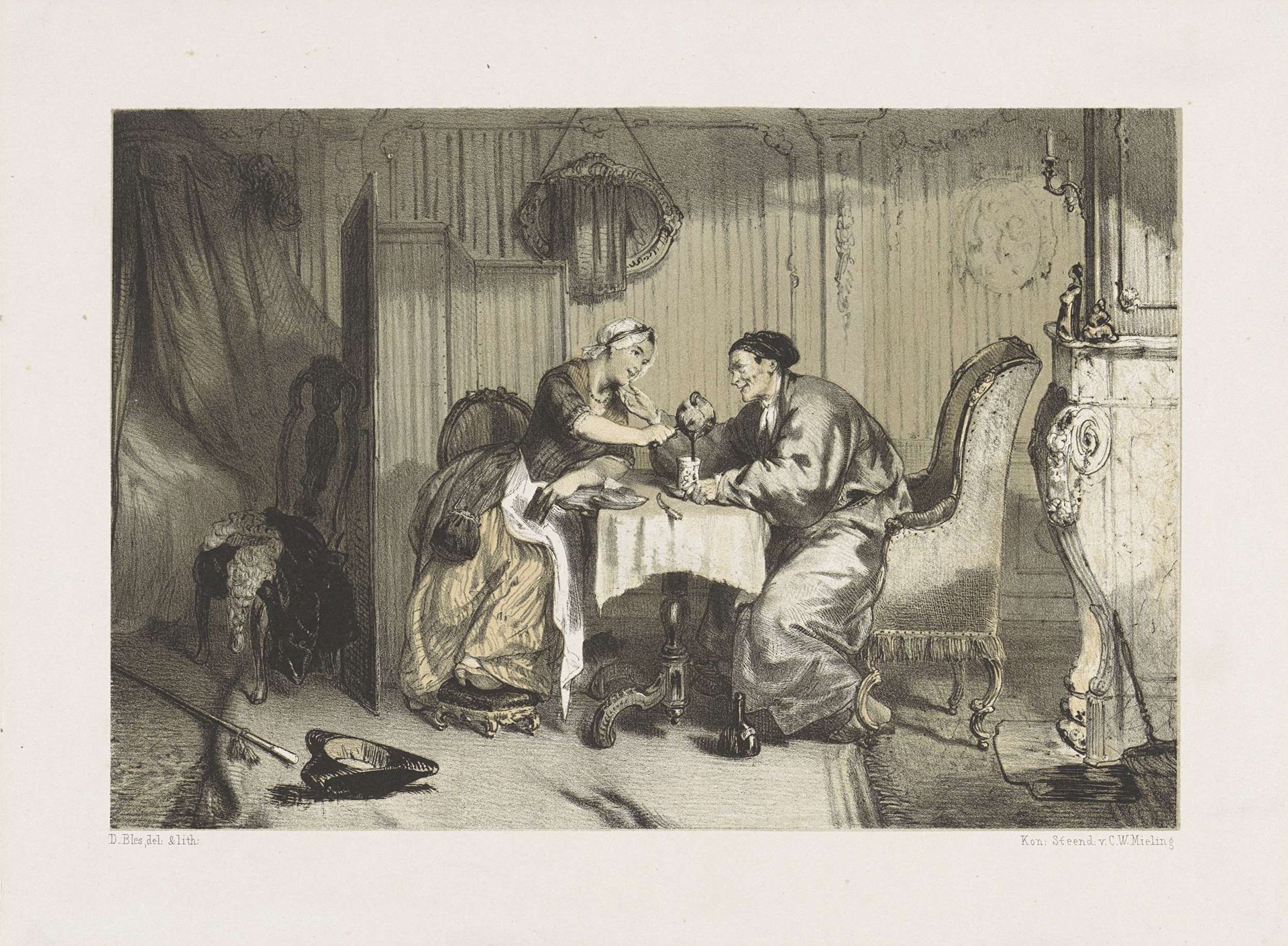 Man en vrouw drinken koffie by David Bles