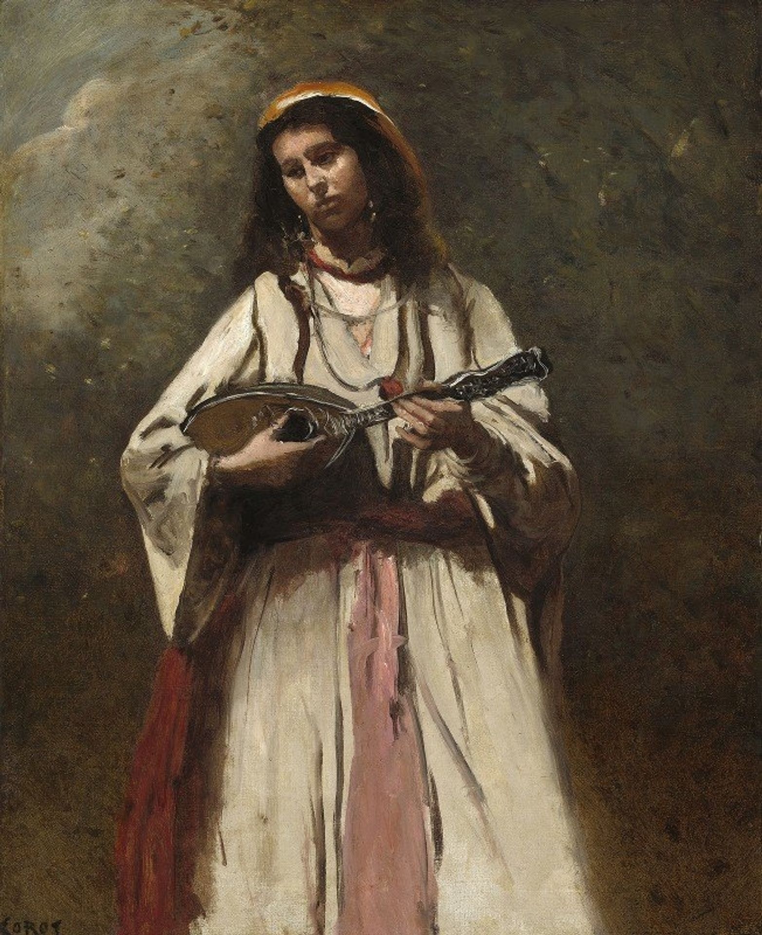 Gypsy Woman with Mandolin by Camille Corot