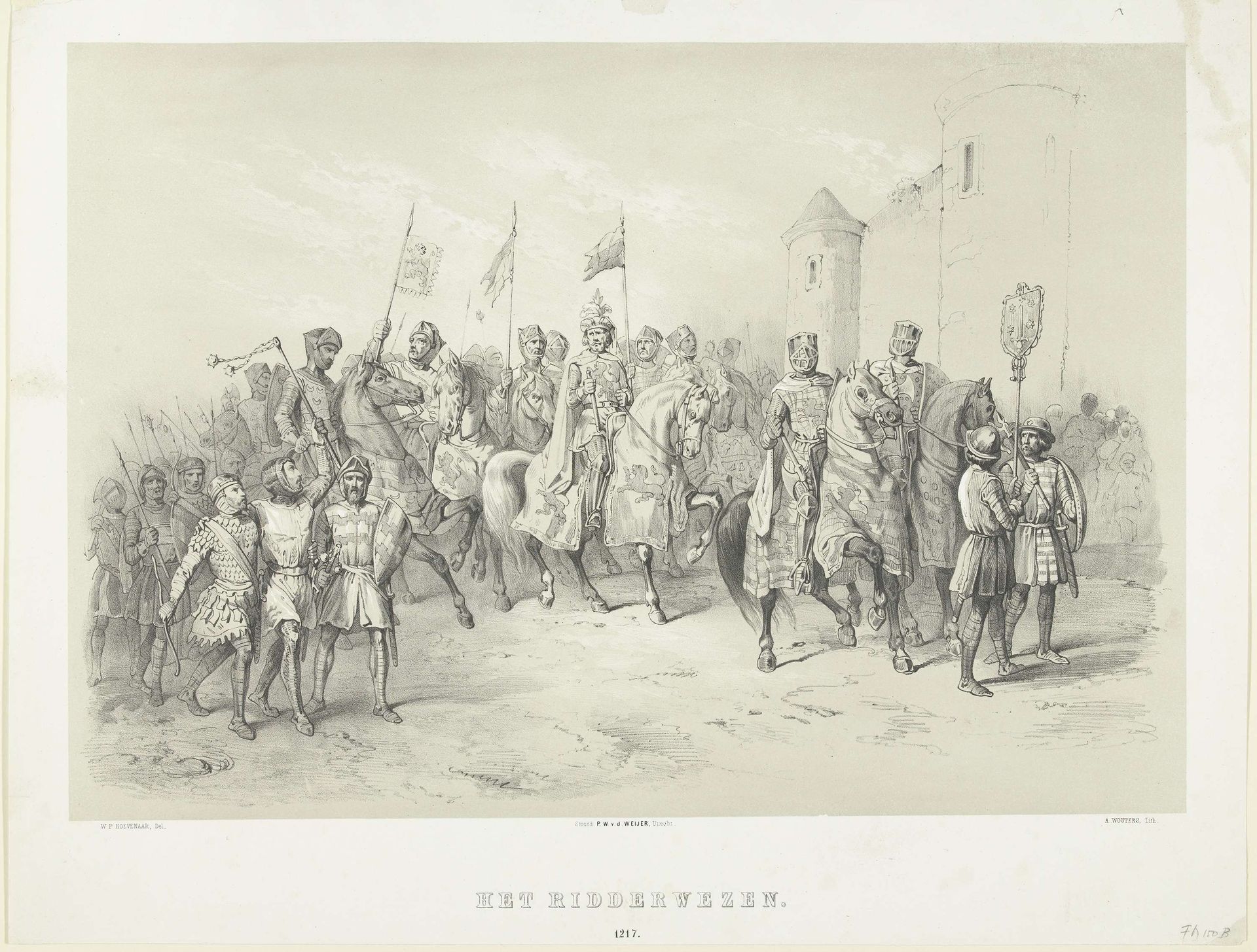 Ridders te paard, 1217 by Augustinus Jacobus Bernardus Wouters