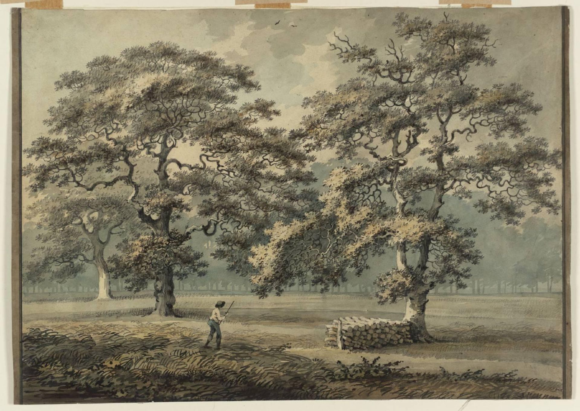 Park Scene with Boy by British School 18th century