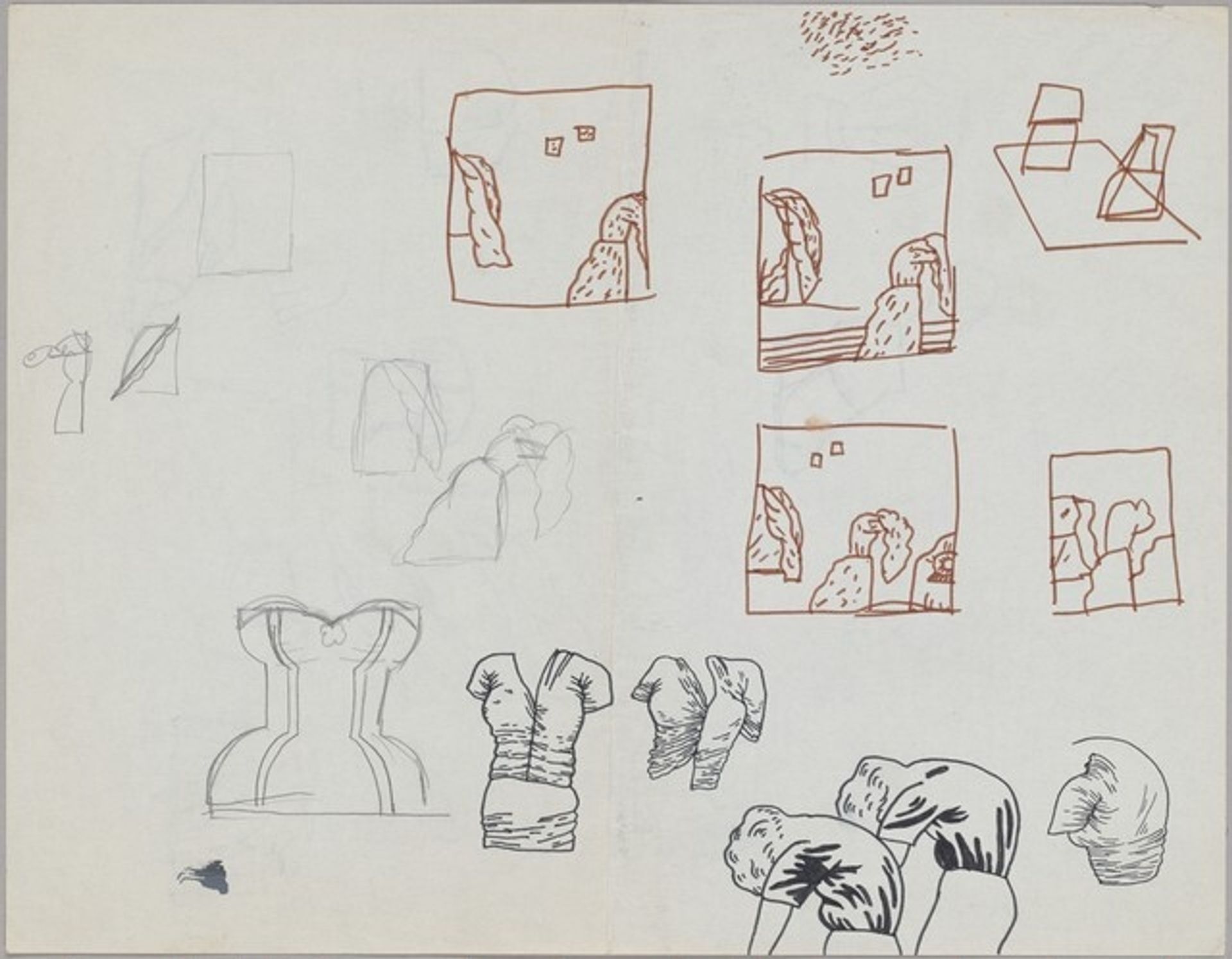 Untitled (hunched women and other studies) [recto] by Christina Ramberg