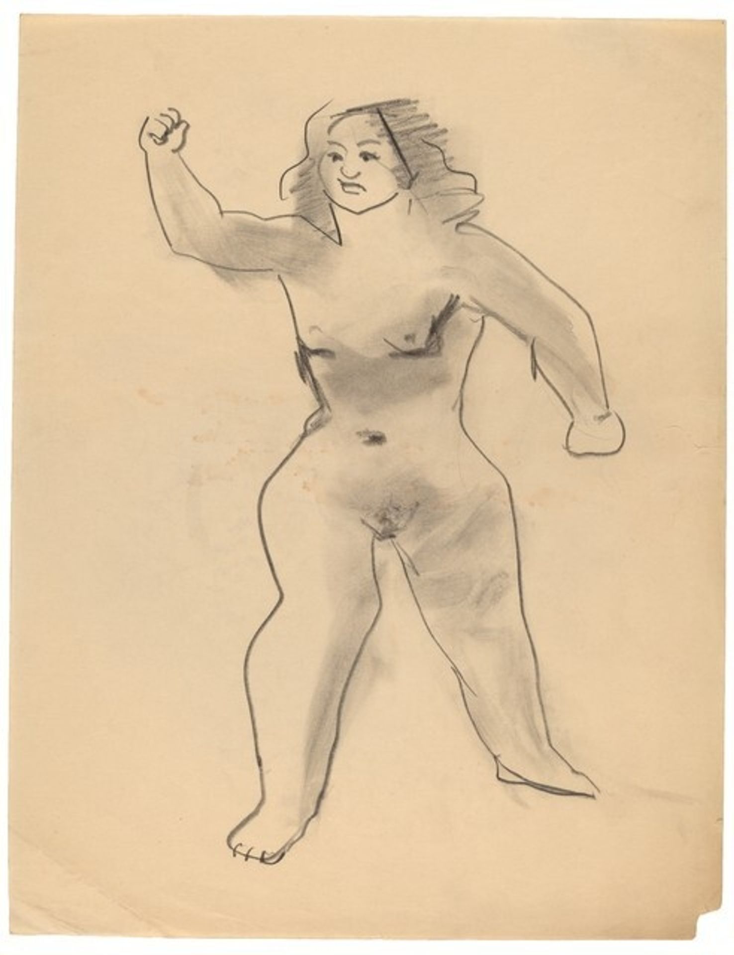 Standing Female Nude, Feet Apart, Right Arm Raised in Fist by Mark Rothko