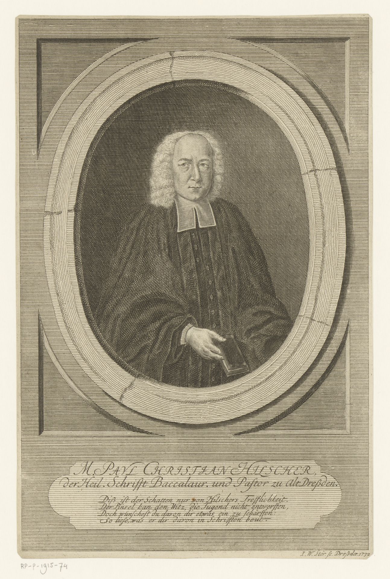 Portret van Paul Christian Hilscher by Johann Wilhelm Stör