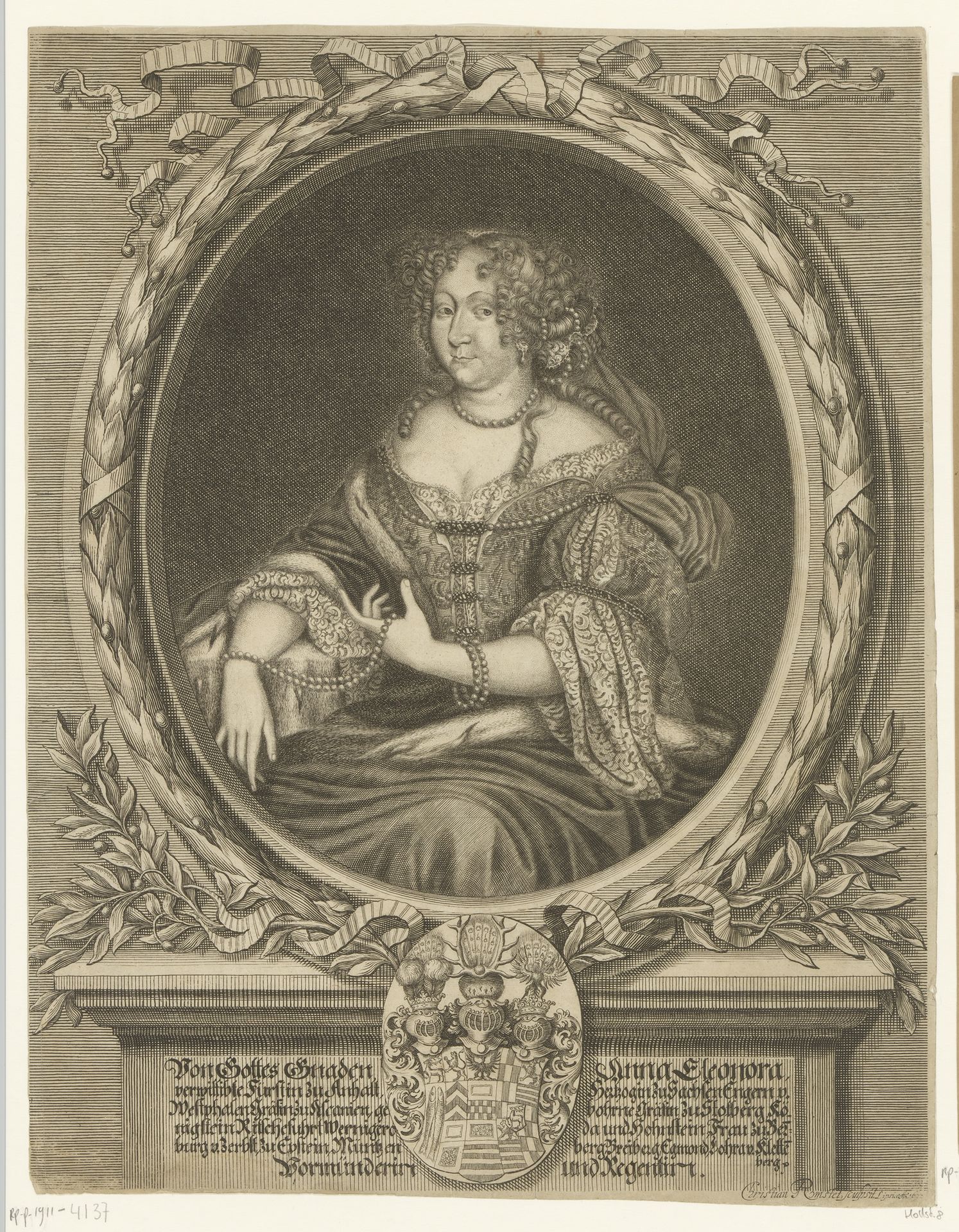 Portret van Anna Eleonore Anhalt by Christian Romstet