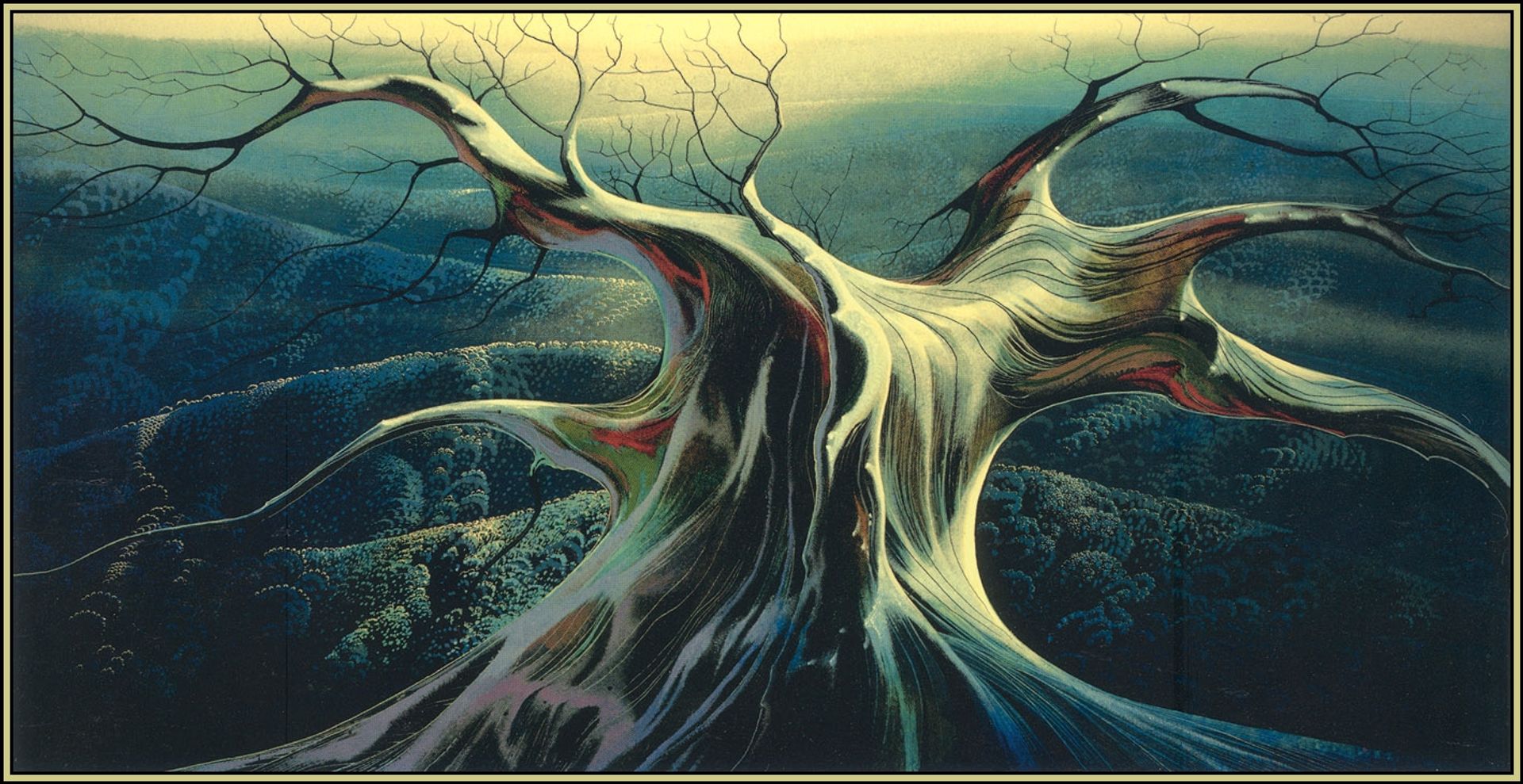Moonlit Tree Trunk by Eyvind Earle
