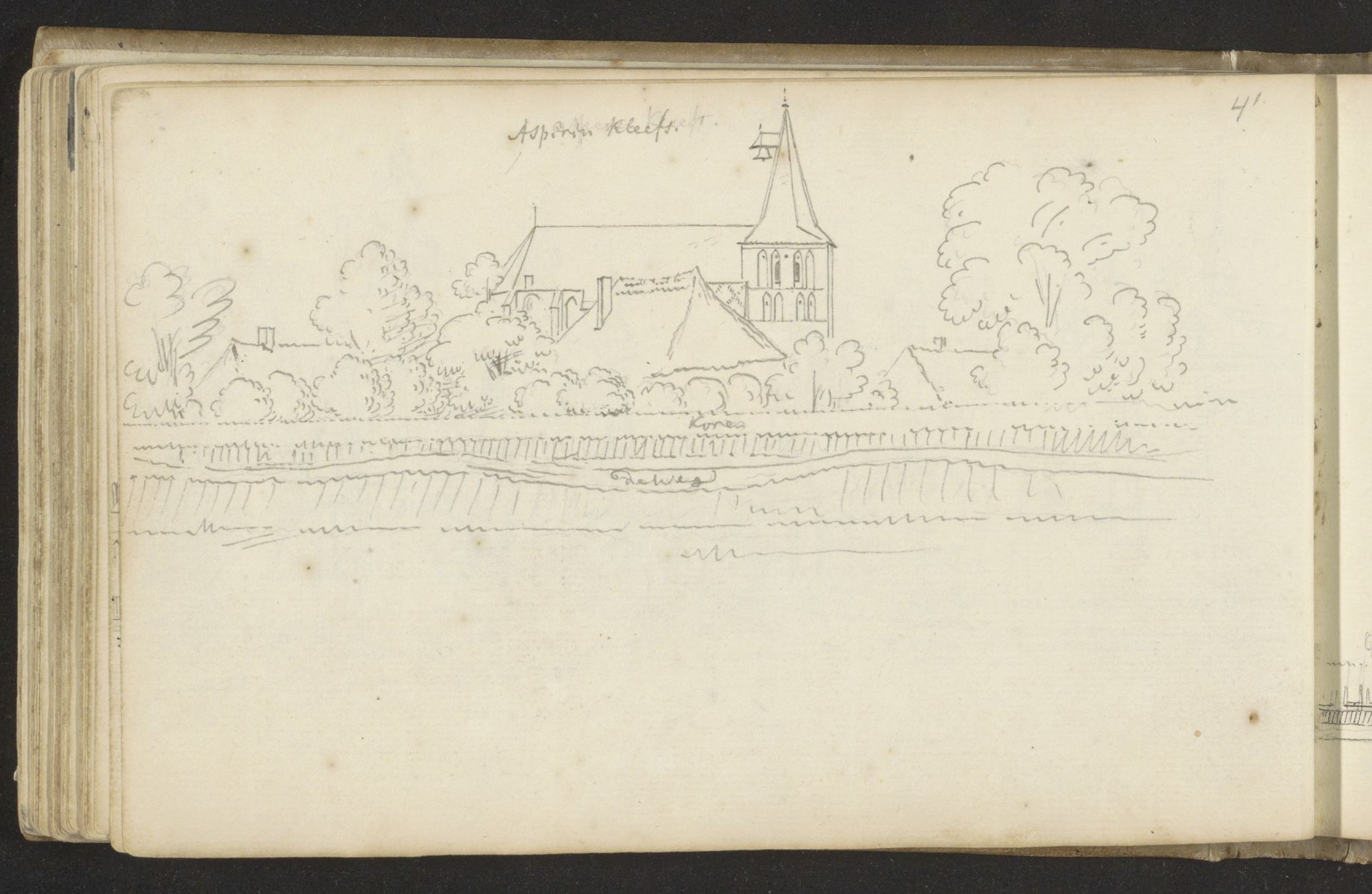 Dorpsgezicht met kerk te Asperden by Abraham de (II) Haen
