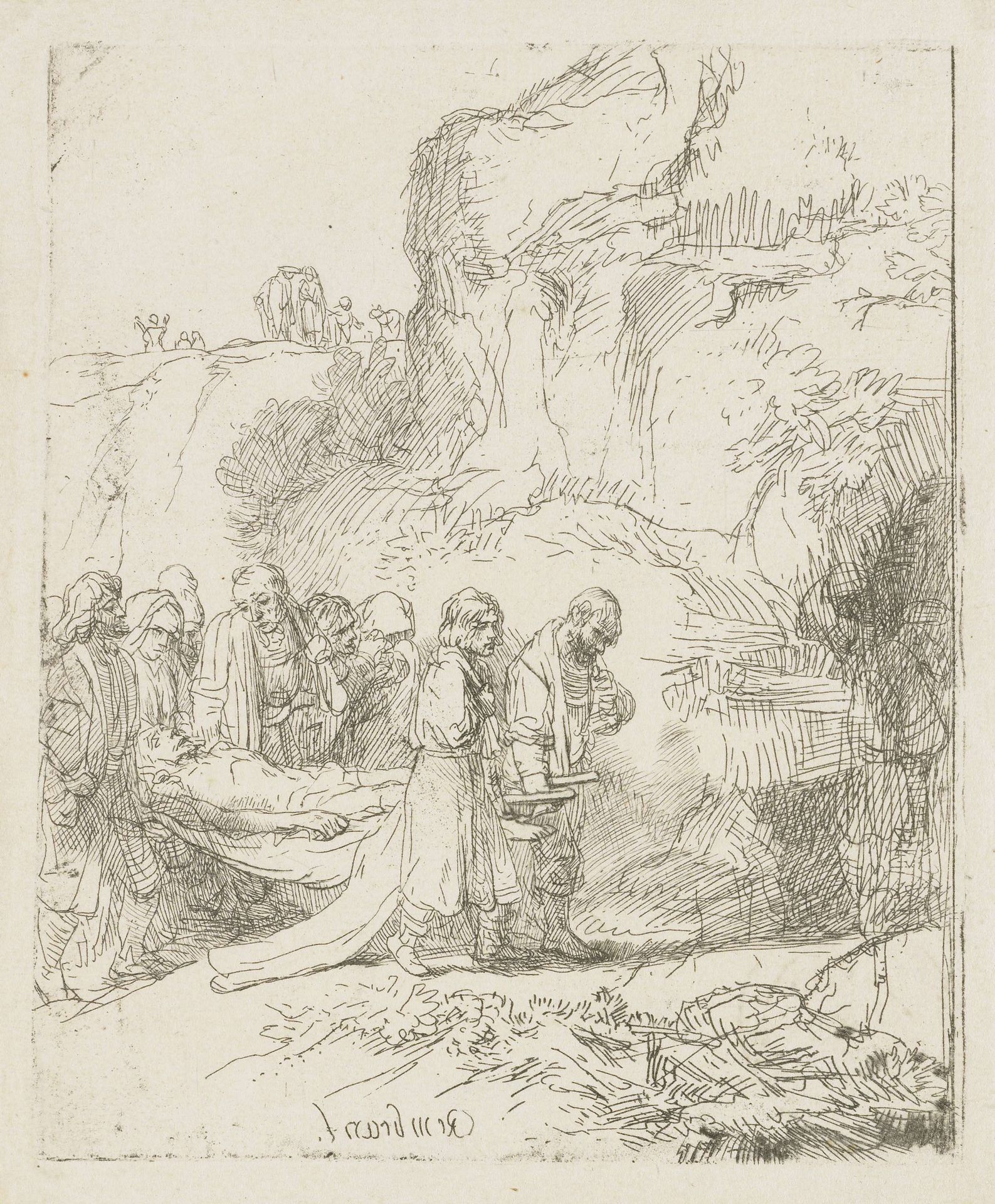 Christ carried to the tomb by Rembrandt van Rijn