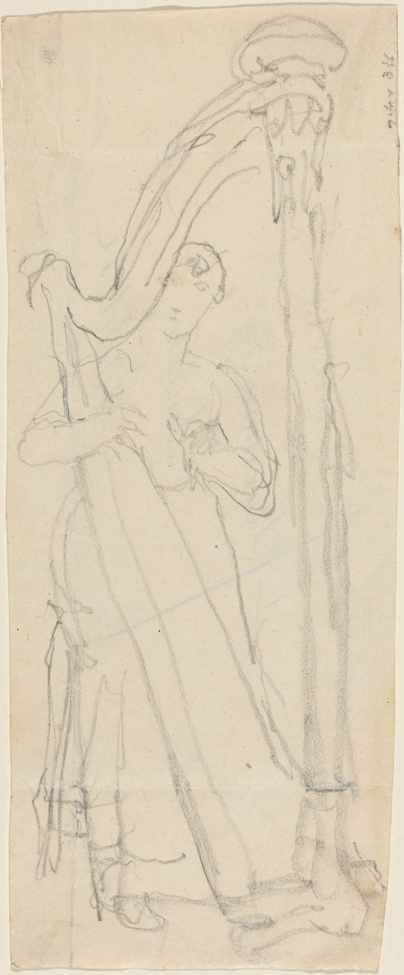 Woman Playing a Harp (Lavinia Banks?) by John Flaxman