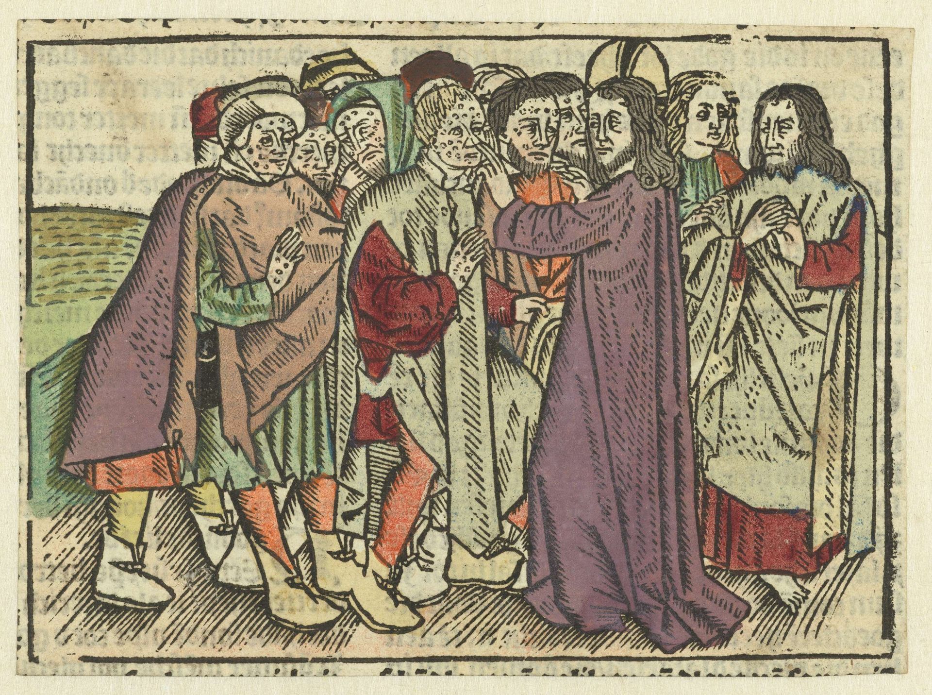 Christus geneest de melaatsen by Meester van Antwerpen (I)