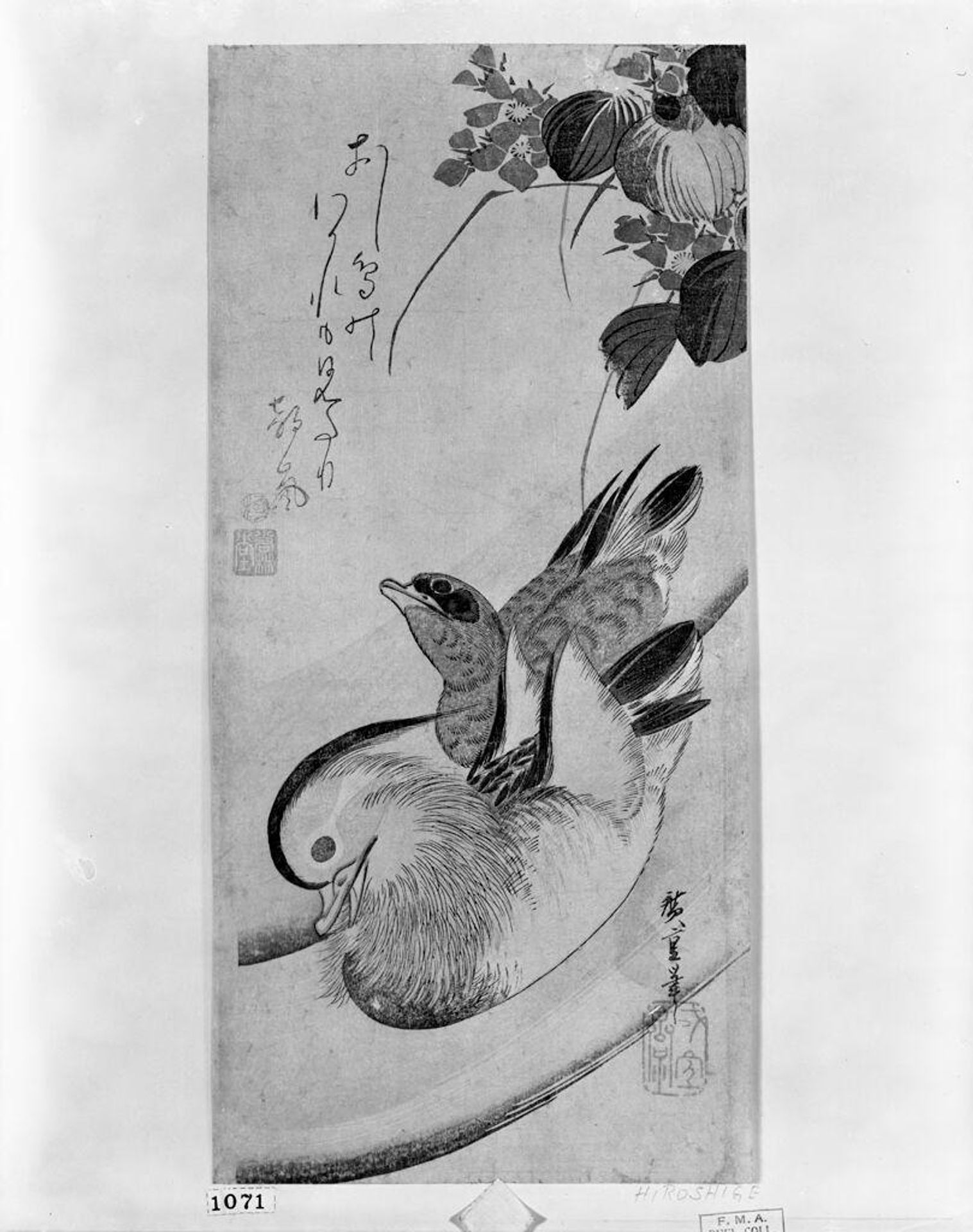 MANDARIN DUCKS AND BEGONIA FLOWERS by Utagawa Hiroshige