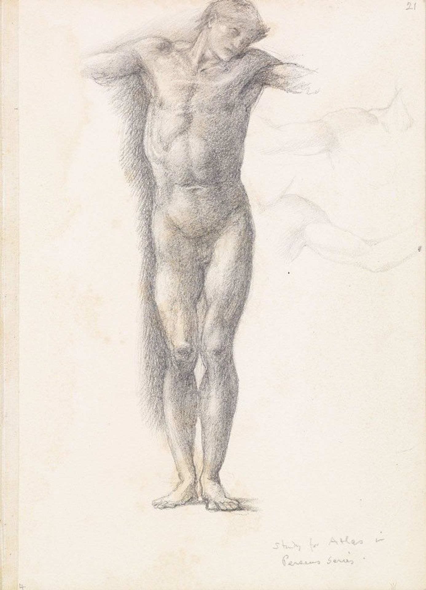 Sketchbook – Study for Atlas in Atlas Turned to Stone by Edward Burne-Jones