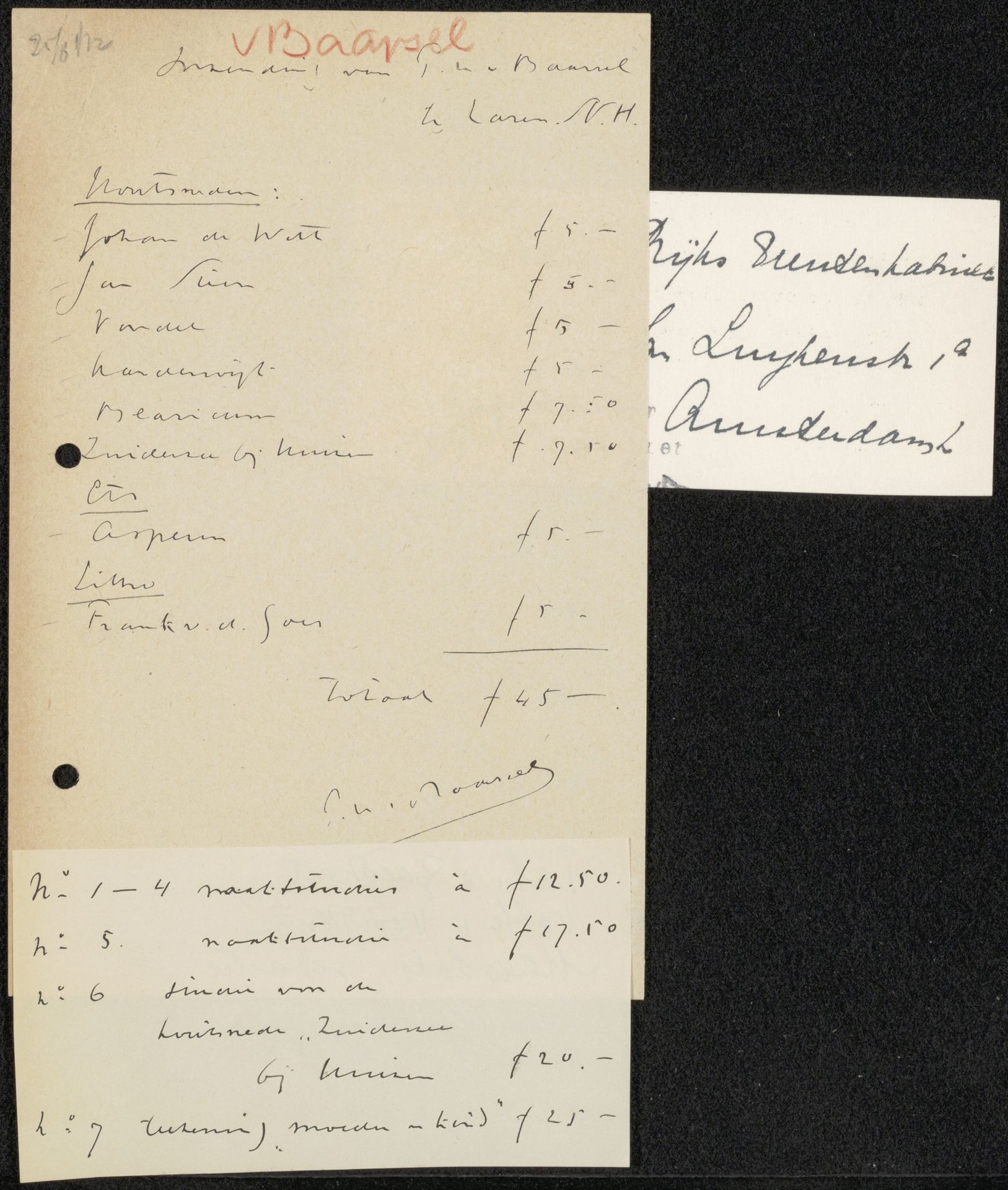 Brief aan jonkheer Hendrik Teding van Berkhout (1879-1969) by Pieter Willem van Baarsel