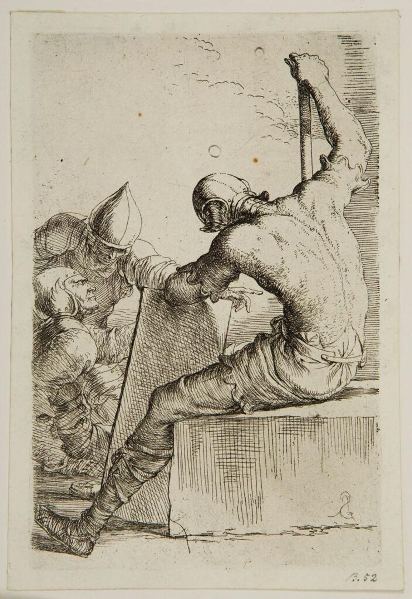 One Soldier at Rest and Two in Conversation by Salvator Rosa