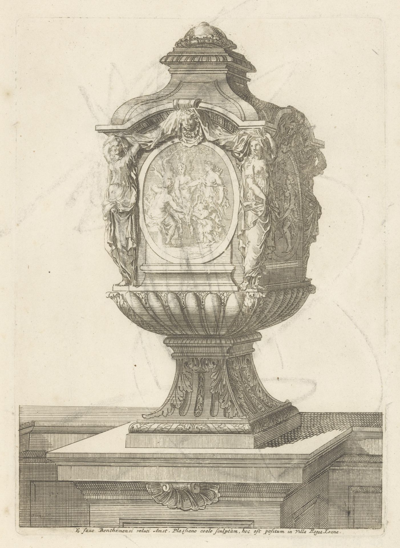 Vaas met Diana en Cupido in ovaal by Anonymous
