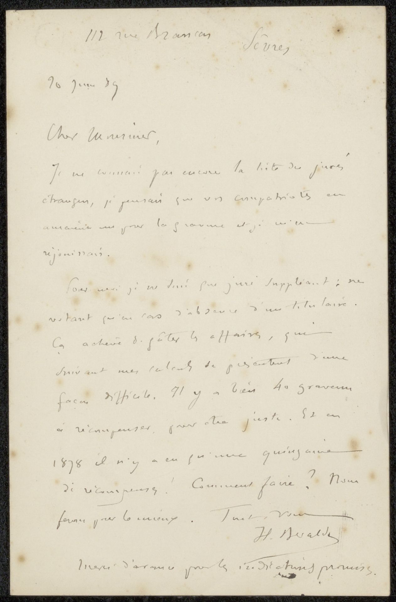 Brief aan Philip Zilcken by Henri Beraldi