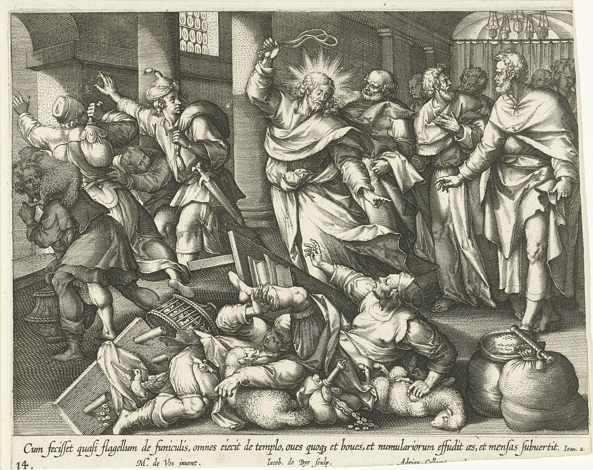 Verdrijving van de geldwisselaars uit de tempel by Jacques de Bie
