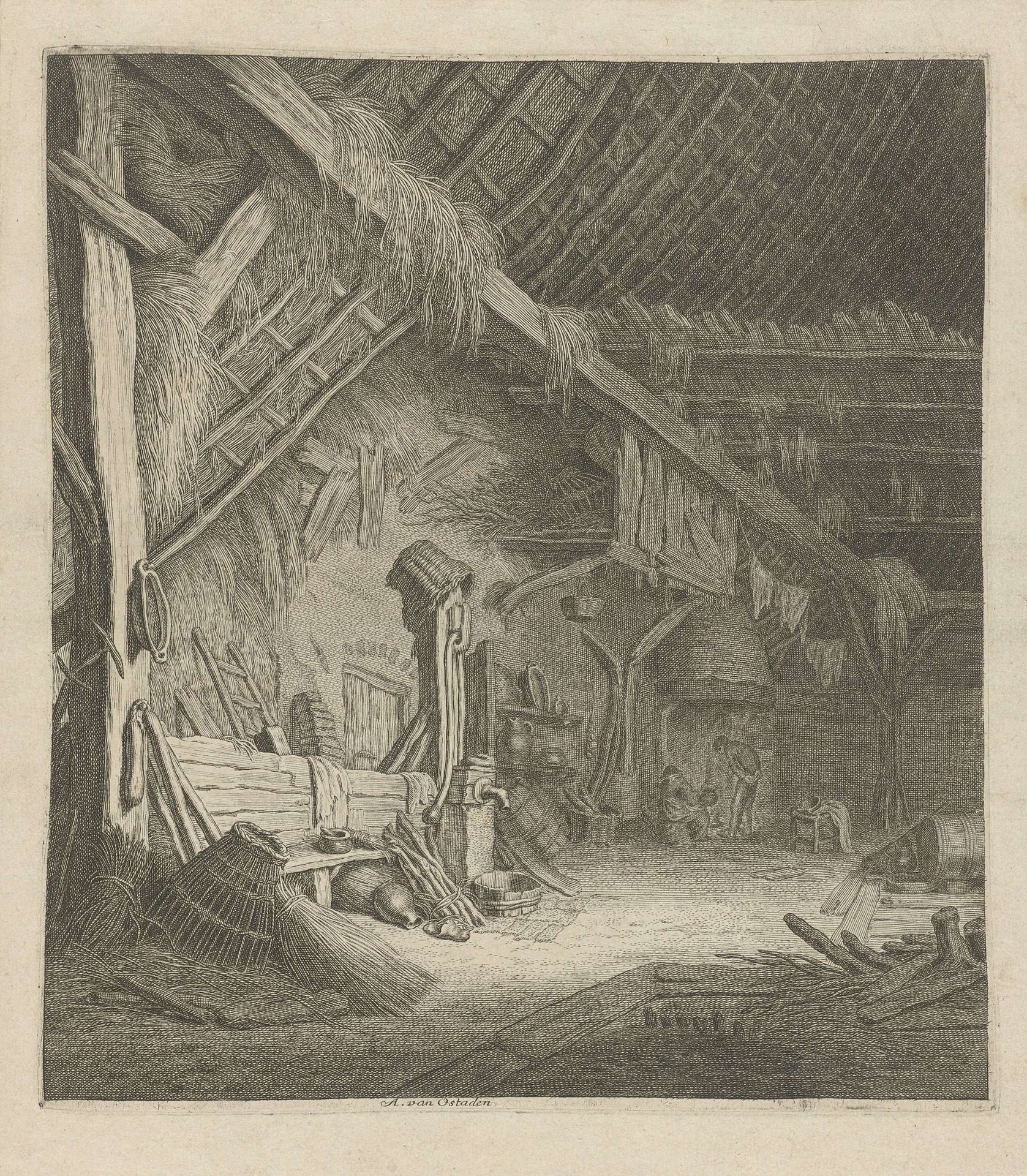 Interieur van een boerderij met boer en boerin by Jacob (1620-ca.1673) Louys