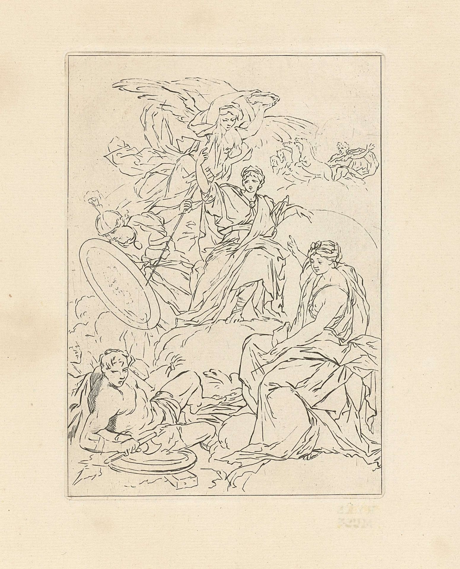 Allegorische voorstelling met gelauwerde figuur by Bernard Picart