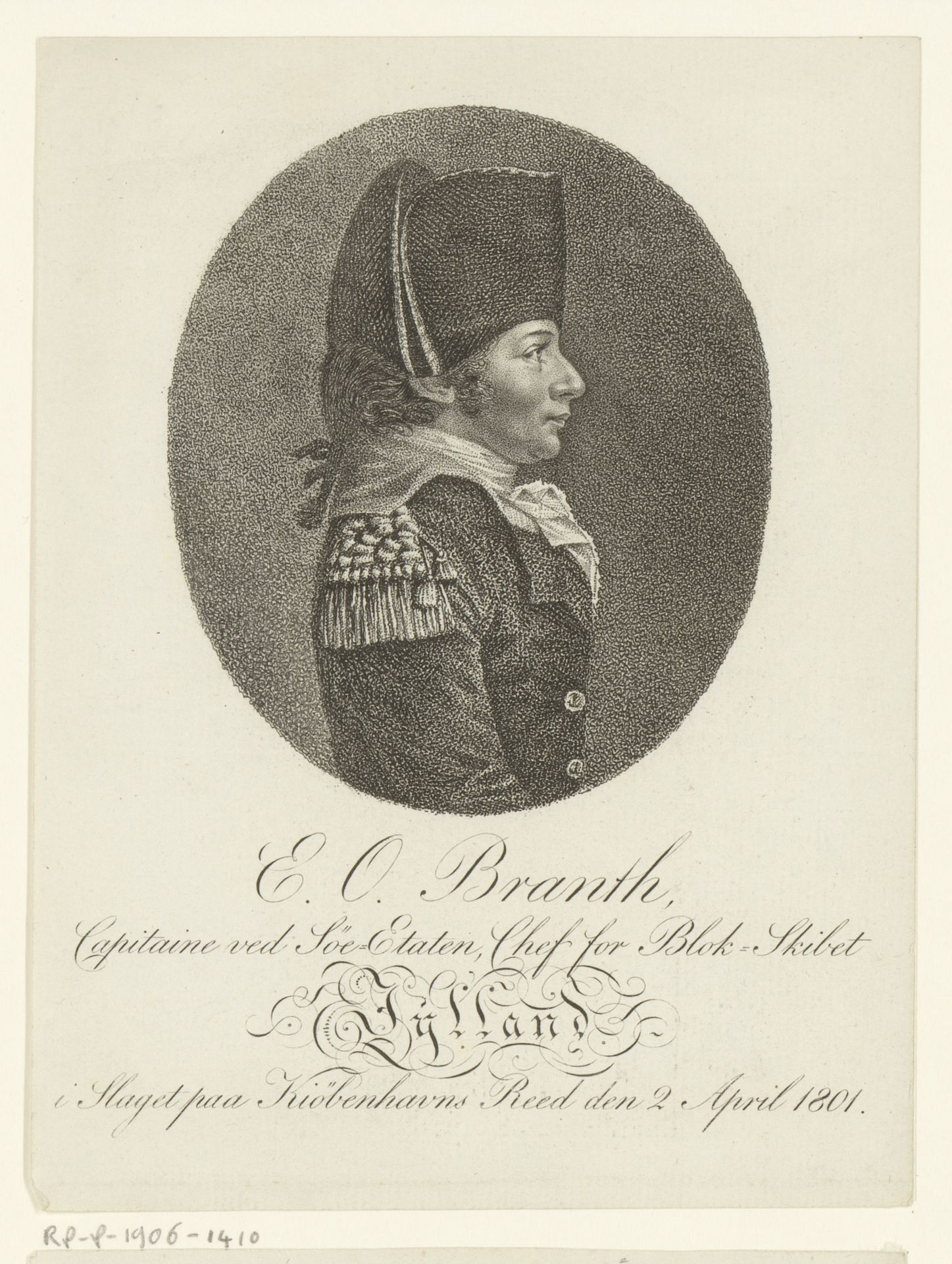 Portret van E.O. Branth by Johann Jakob Rieter