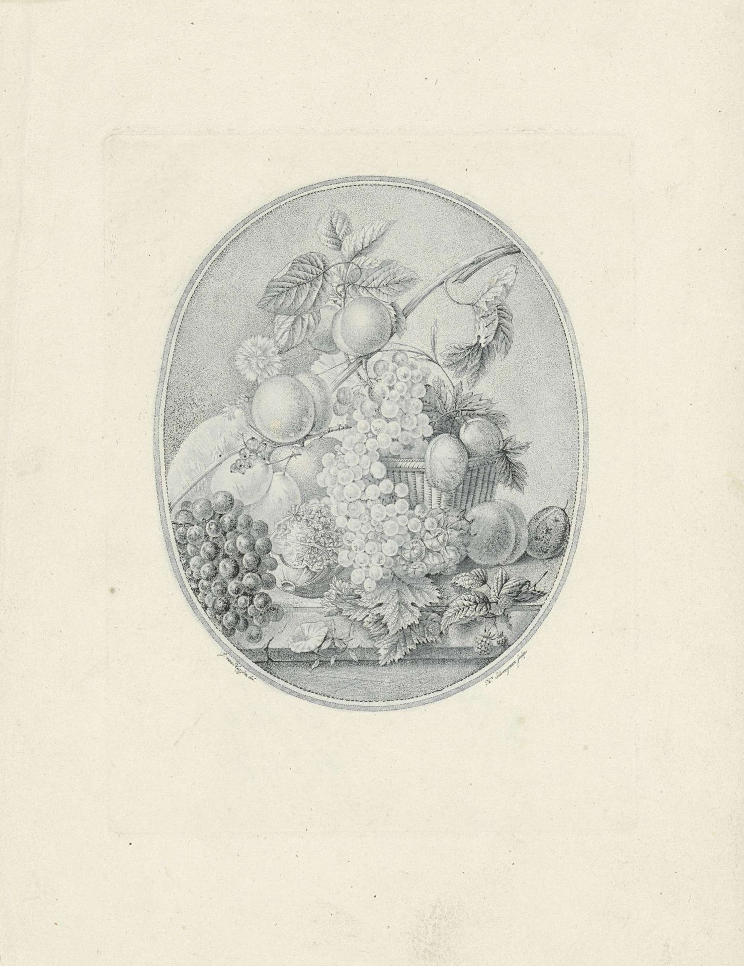 Stilleven van een mand met vruchten by Hendrik Schwegman