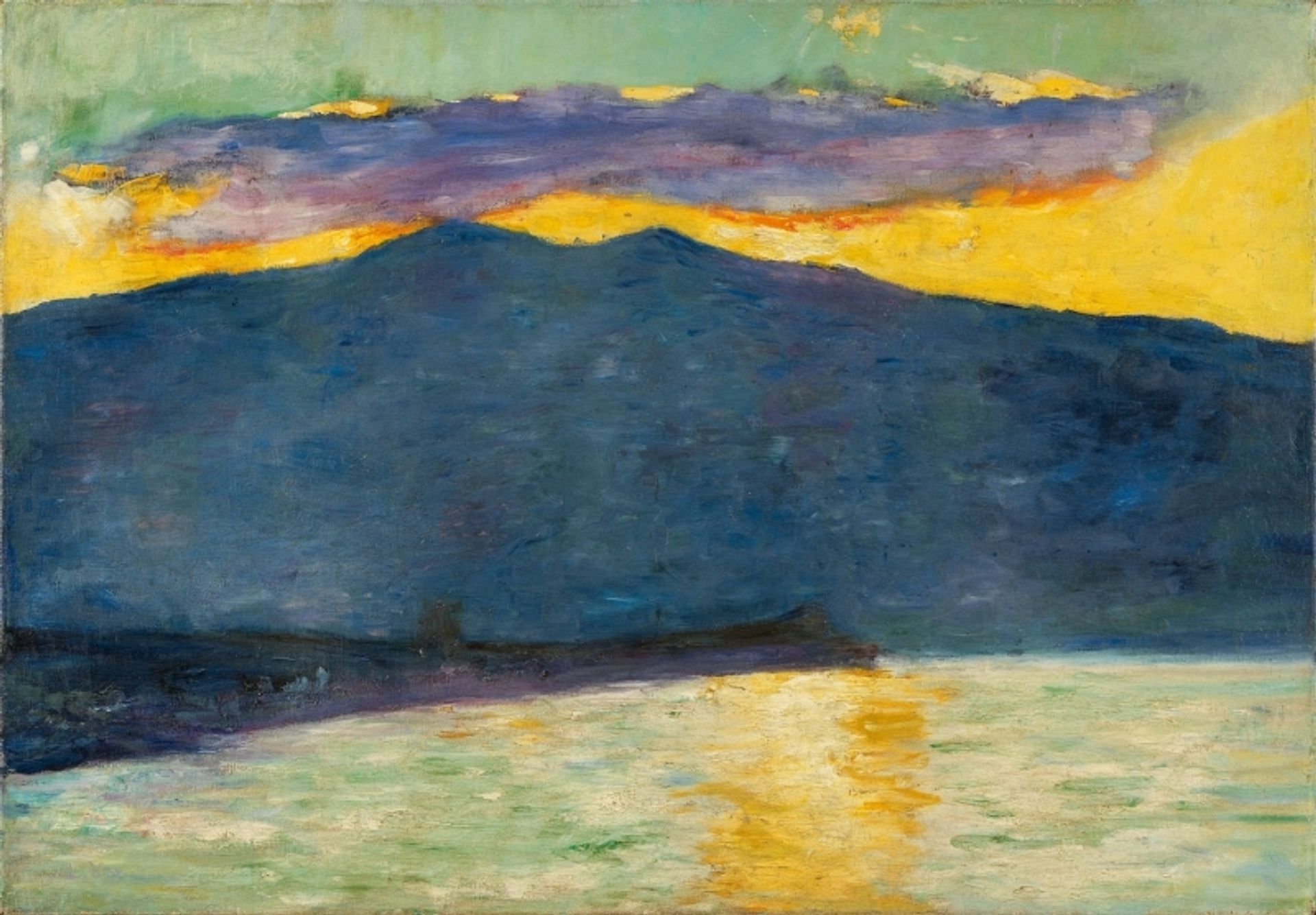 Sonnenuntergang am italienischen See (Oberitalien) by Lesser Ury