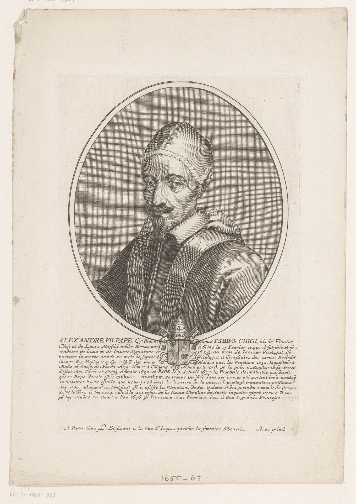 Portret van paus Alexander VII by Jean Frosne