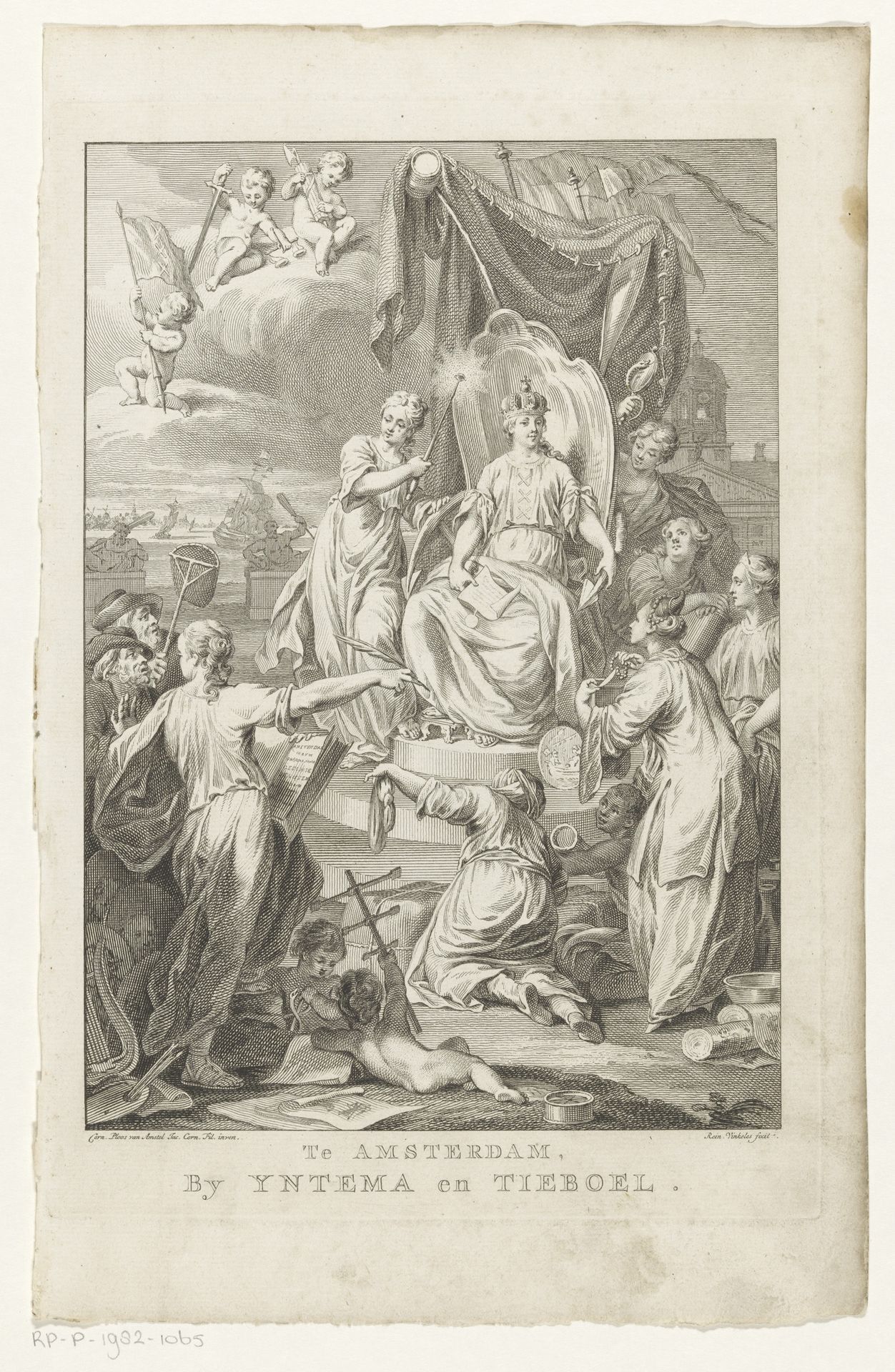 Allegorische voorstelling met de Amsterdamse stedenmaagd by Reinier Vinkeles
