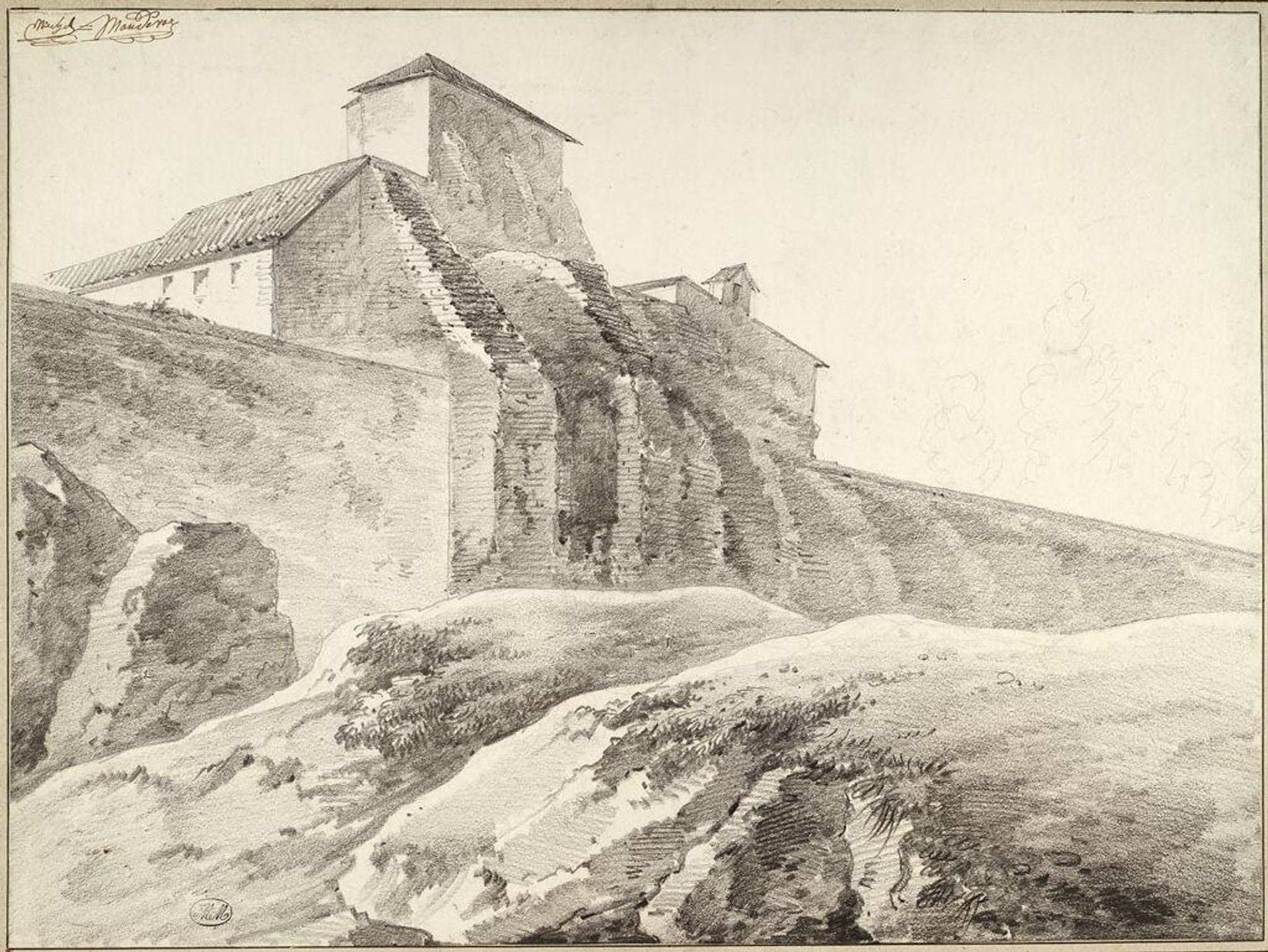A View of a Walled Town by Alphonse Nicolas-Michel Mandevare