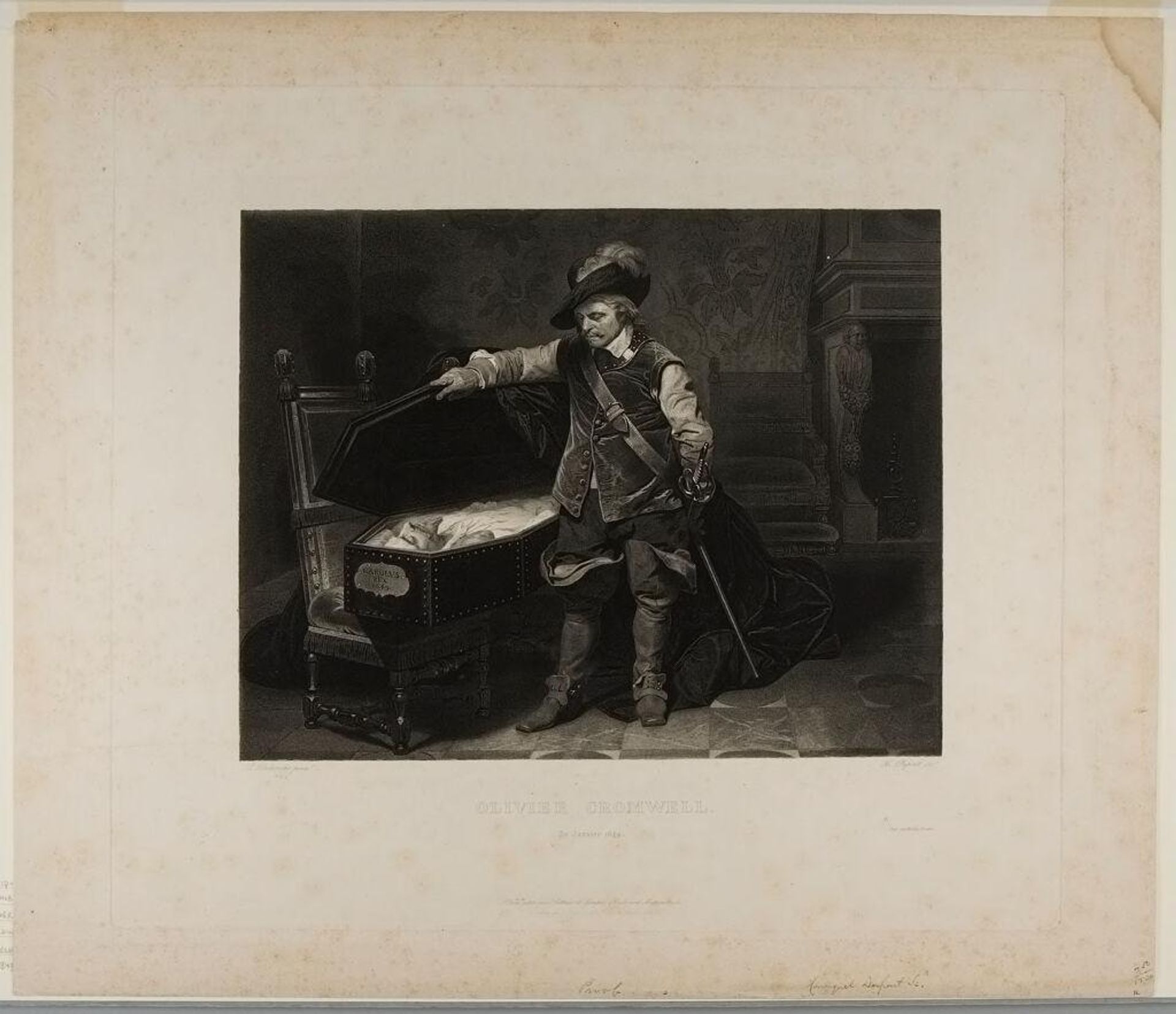 Oliver Cromwell by Louis Pierre Henriquel-Dupont