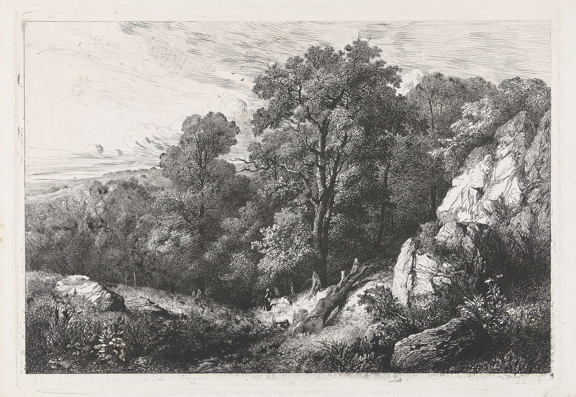 Heuvelachtig landschap met wandelaar by Martinus Antonius Kuytenbrouwer jr.