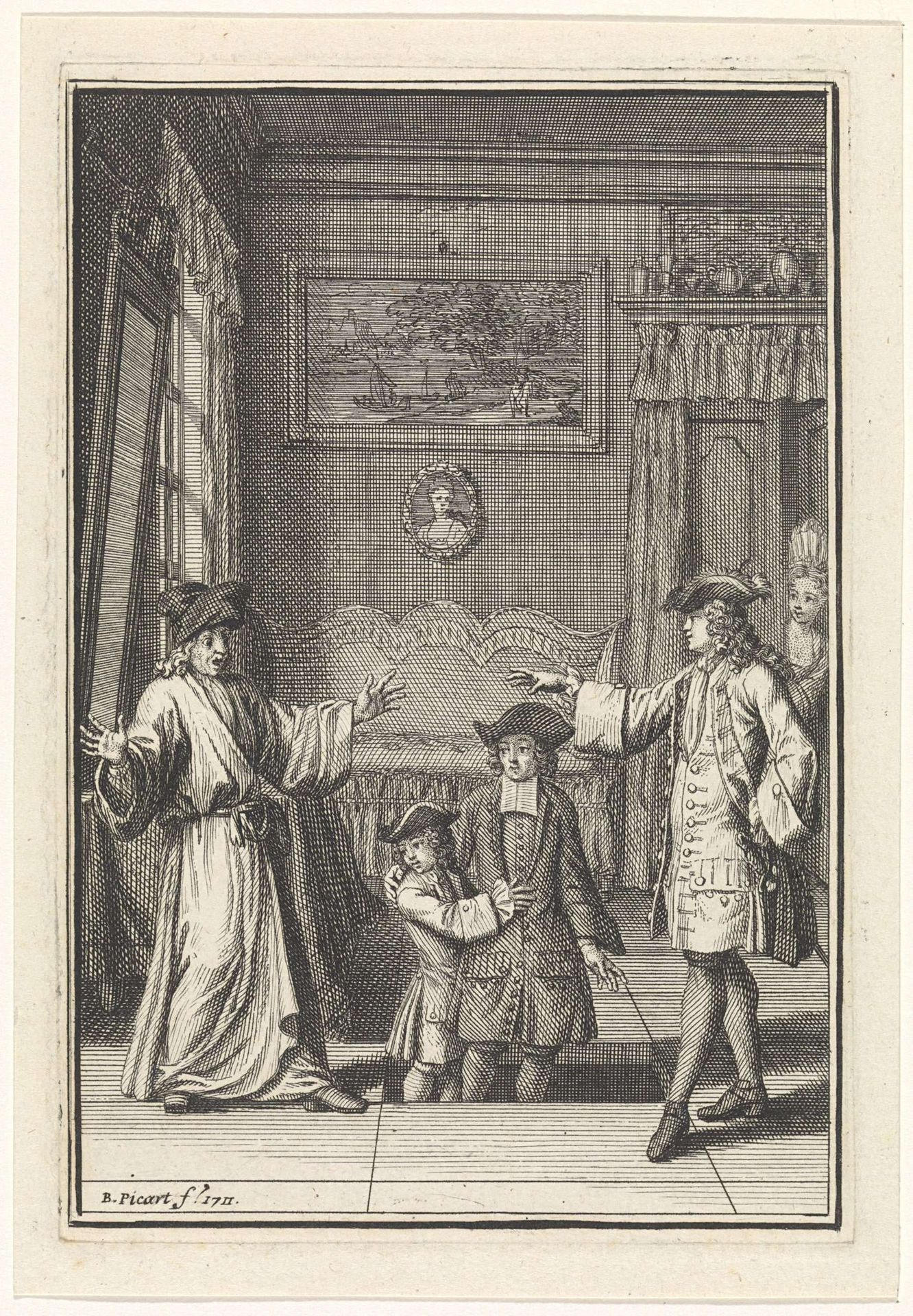Twee mannen verdwijnen in de vloer by Bernard Picart