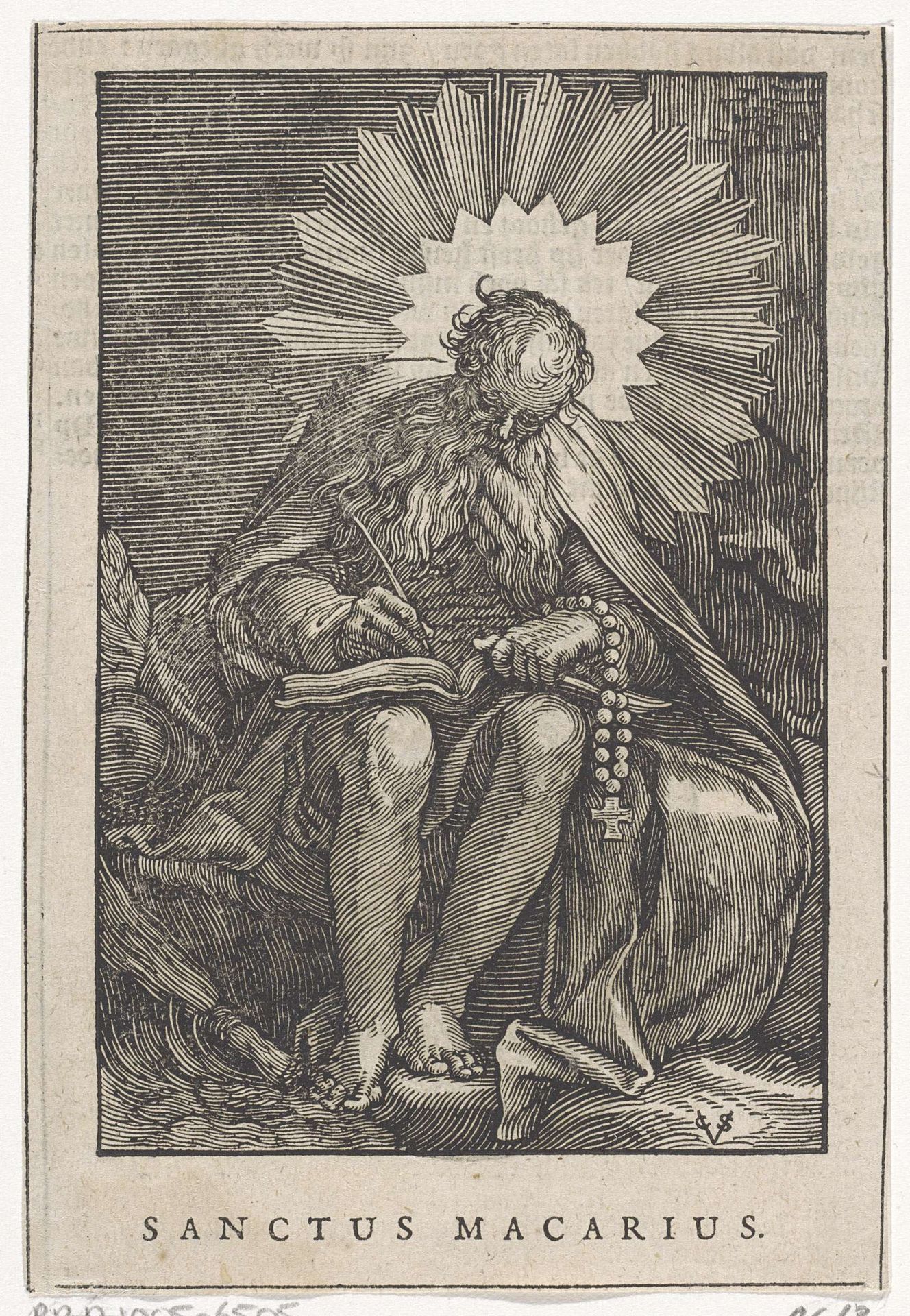 Heilige Macarius als kluizenaar by Christoffel van (II) Sichem