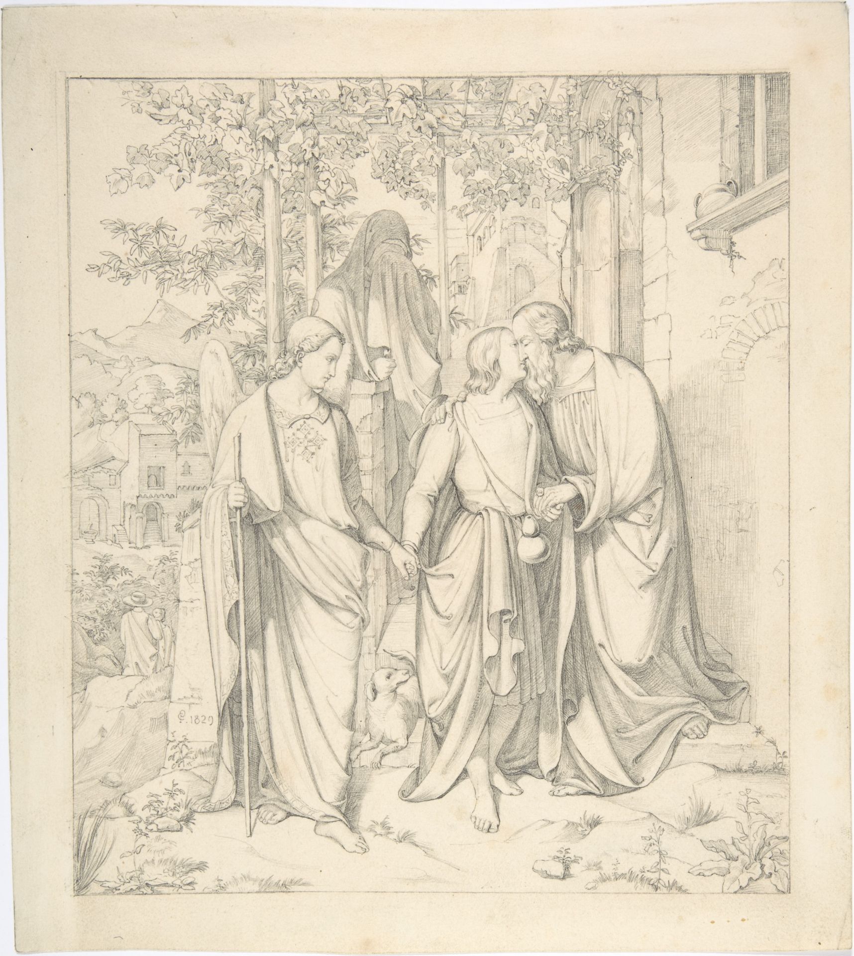 Tobias Takes Leave of his Father by Carl Gottlieb Peschel