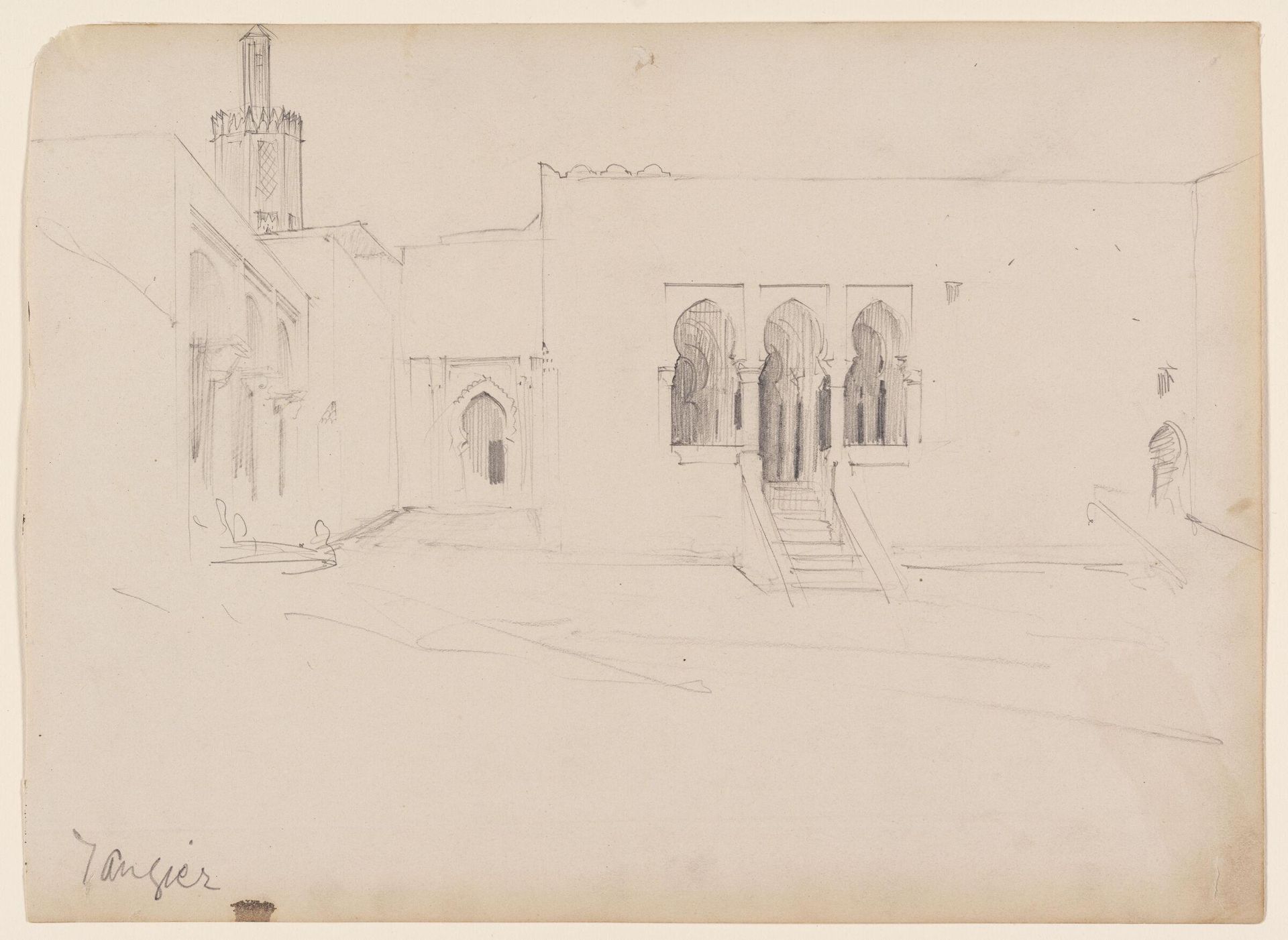 Sketch of a Building with Entrance of Three Ogival Arches, Tangier by John Singer Sargent