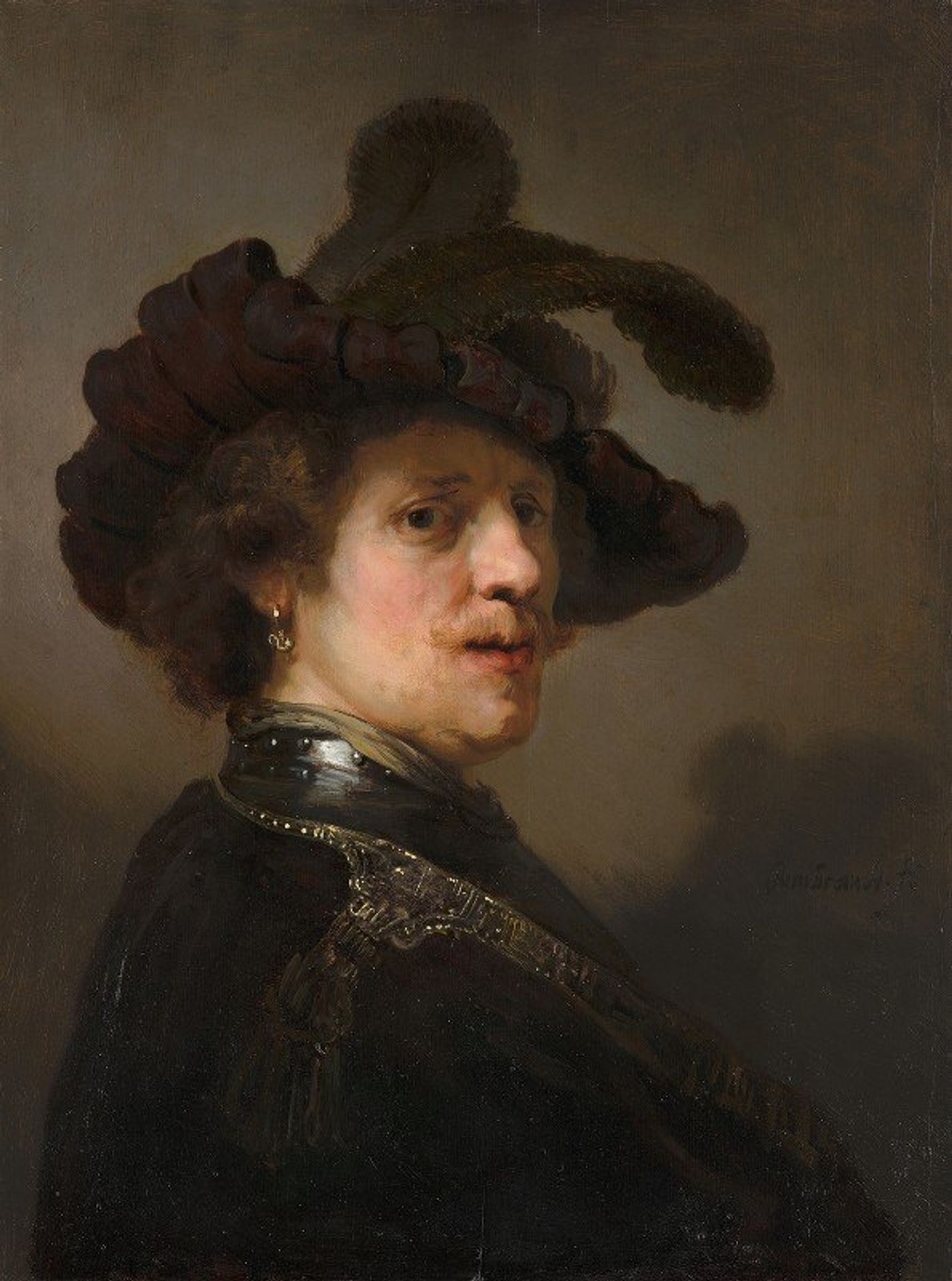 ‘Tronie’ of a Man with a Feathered Beret by Rembrandt van Rijn