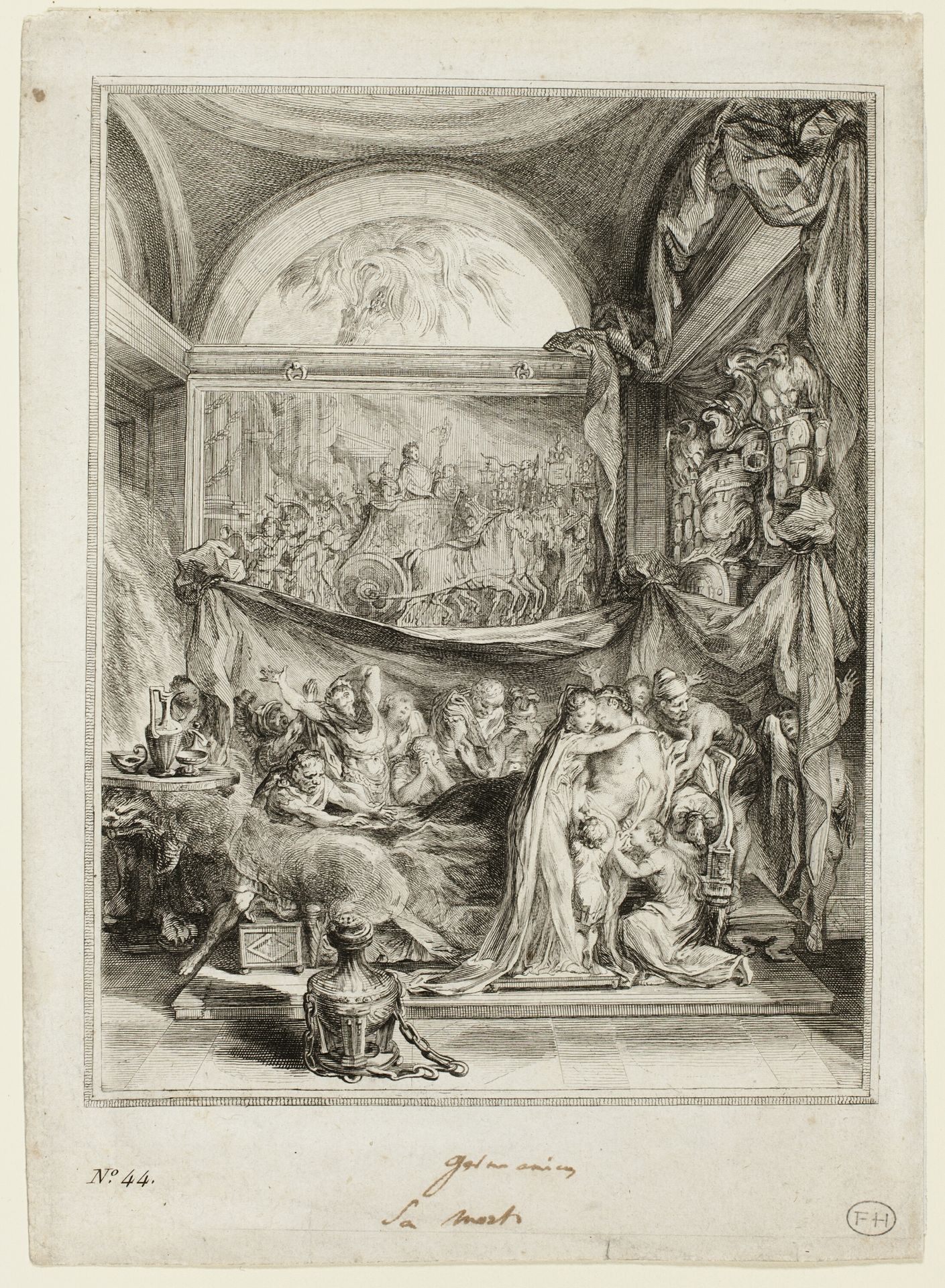 The Death of Germanicus, from the Spectacle de l'Histoire Romaine by Gabriel de Saint-Aubin