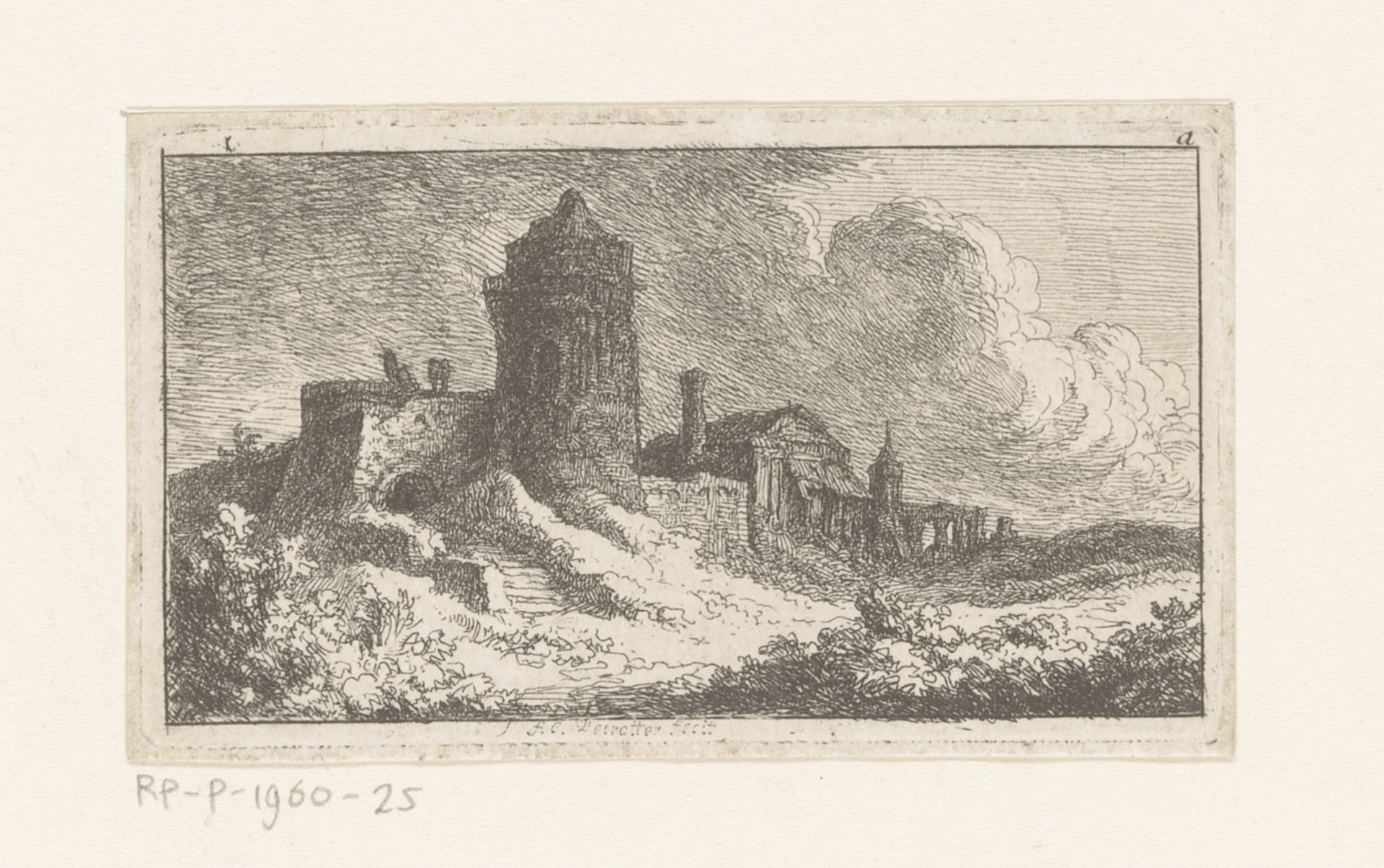 Landschap met een ruïne by Franz Edmund Weirotter