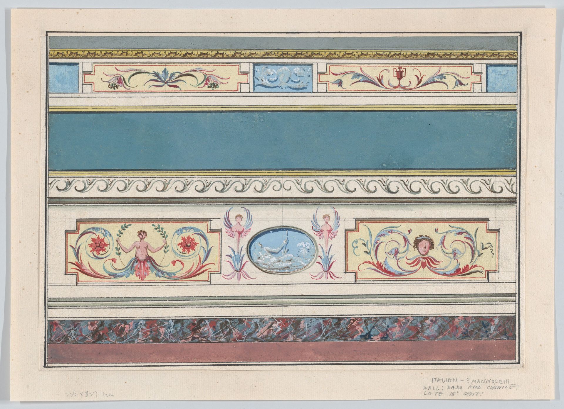 Design for the Decoration of a Cornice and Dado with Neoclassical Motifs by Guiseppe Mannocchi