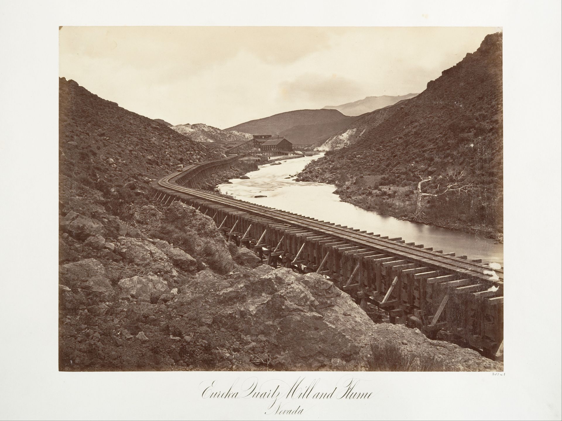Eureka Quartz Mill and Flume, Nevada by Carleton E. Watkins