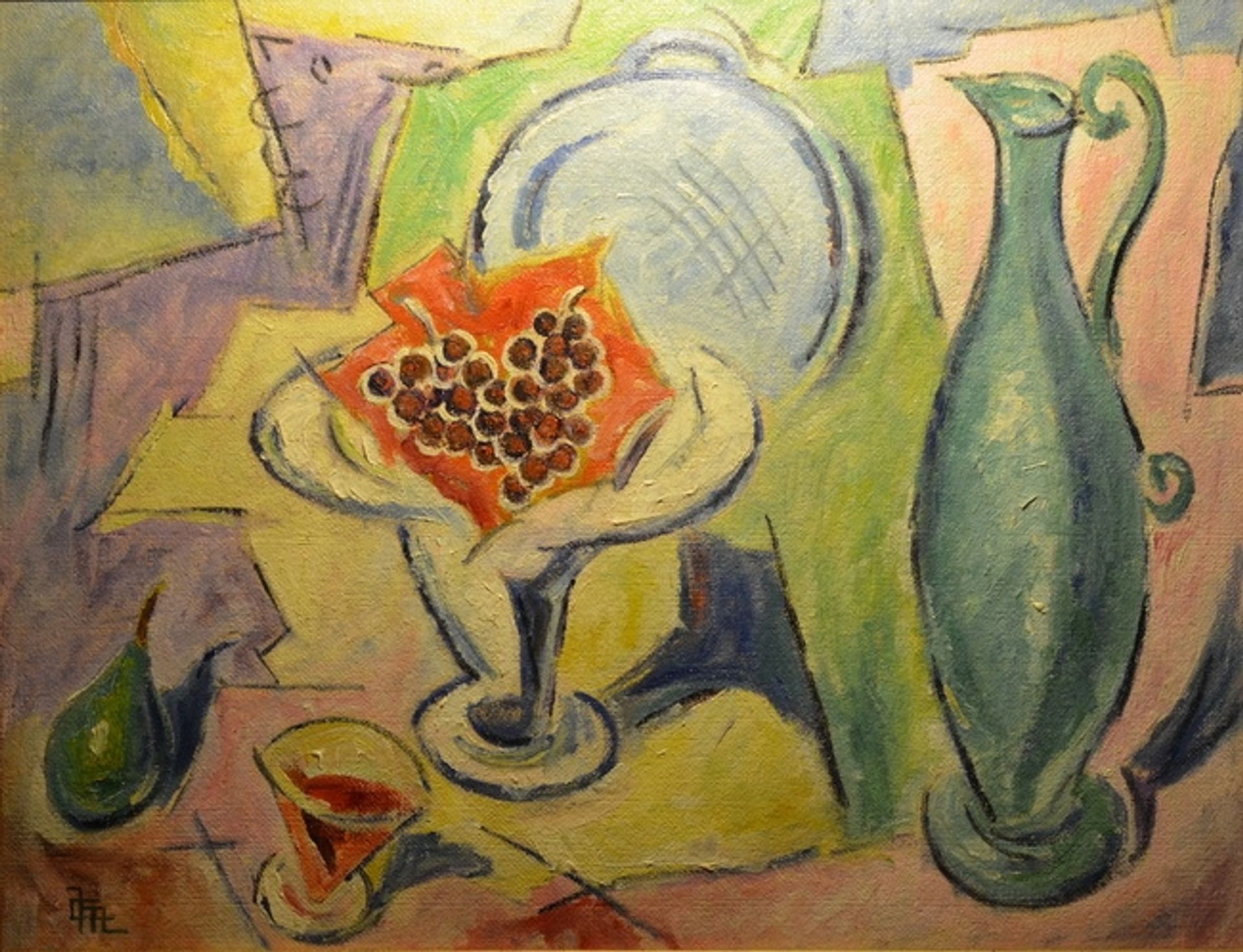 Still Life With Grapes and Carafe by Corneliu Michailescu