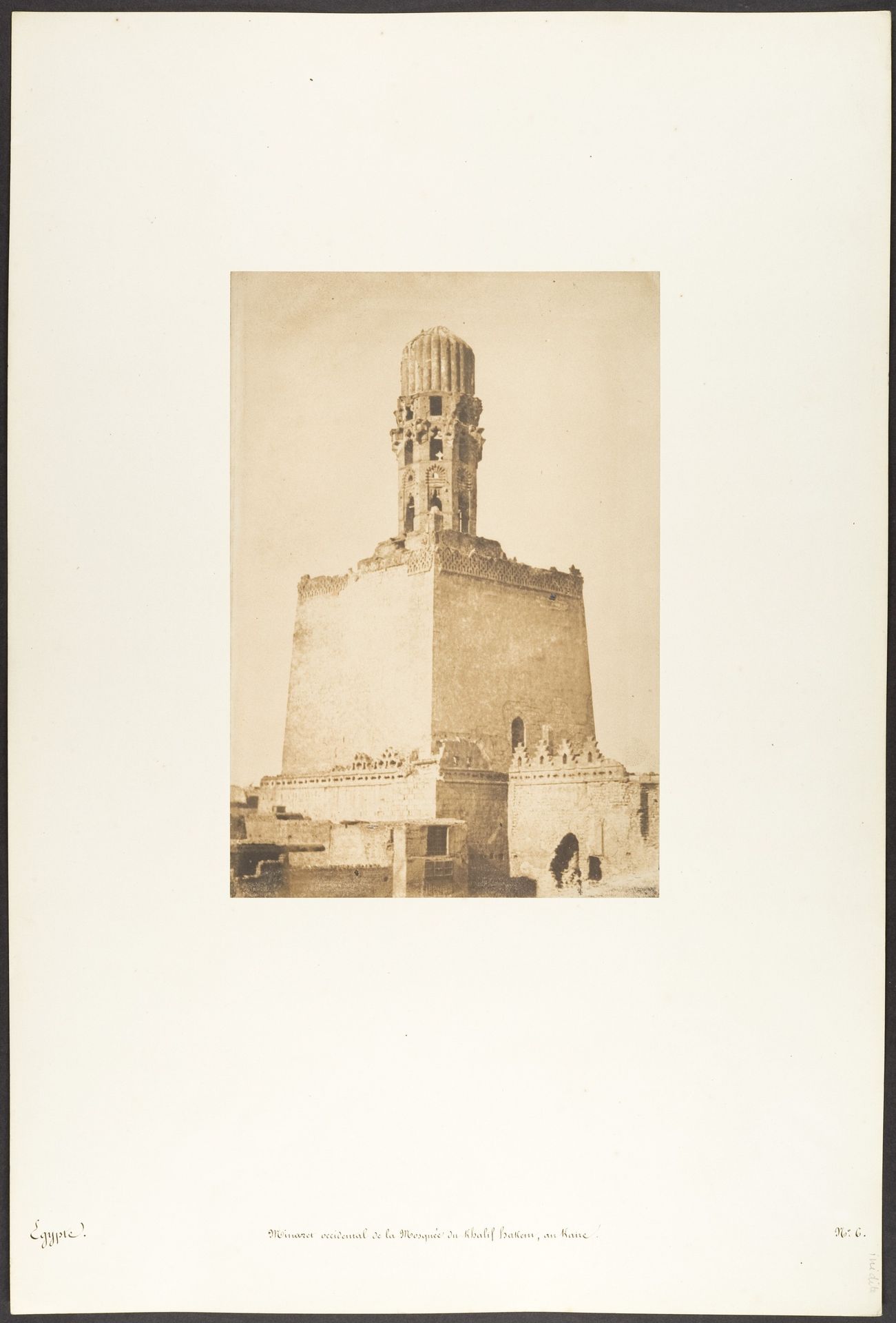 Minaret occidental de la Mosqée du Khalif Hakem, au Kaire by Maxime Du Camp