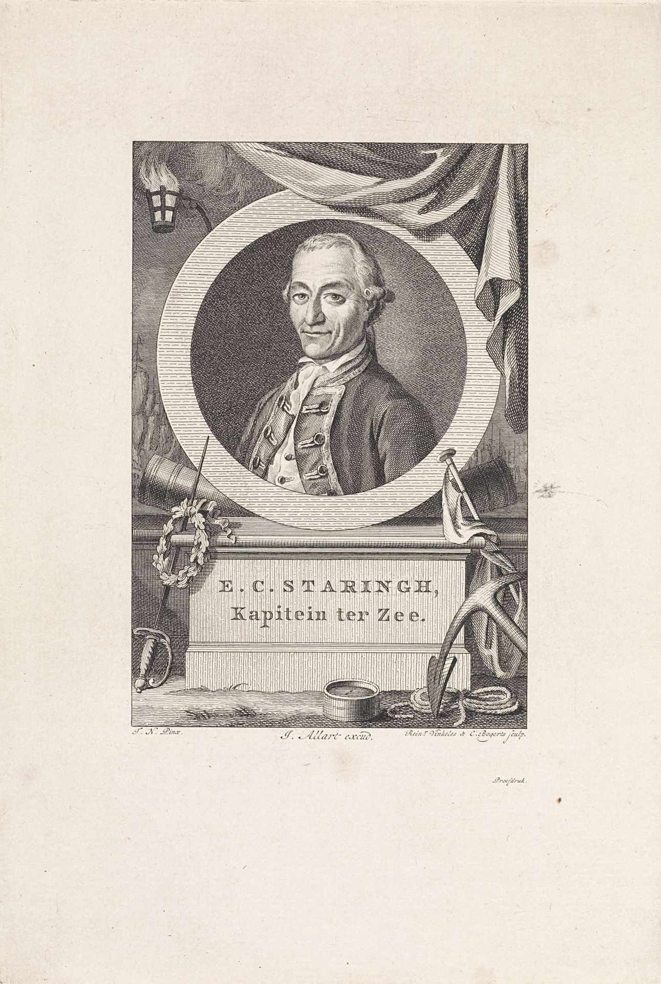 Portret van Evert Christiaan Staring by Reinier Vinkeles
