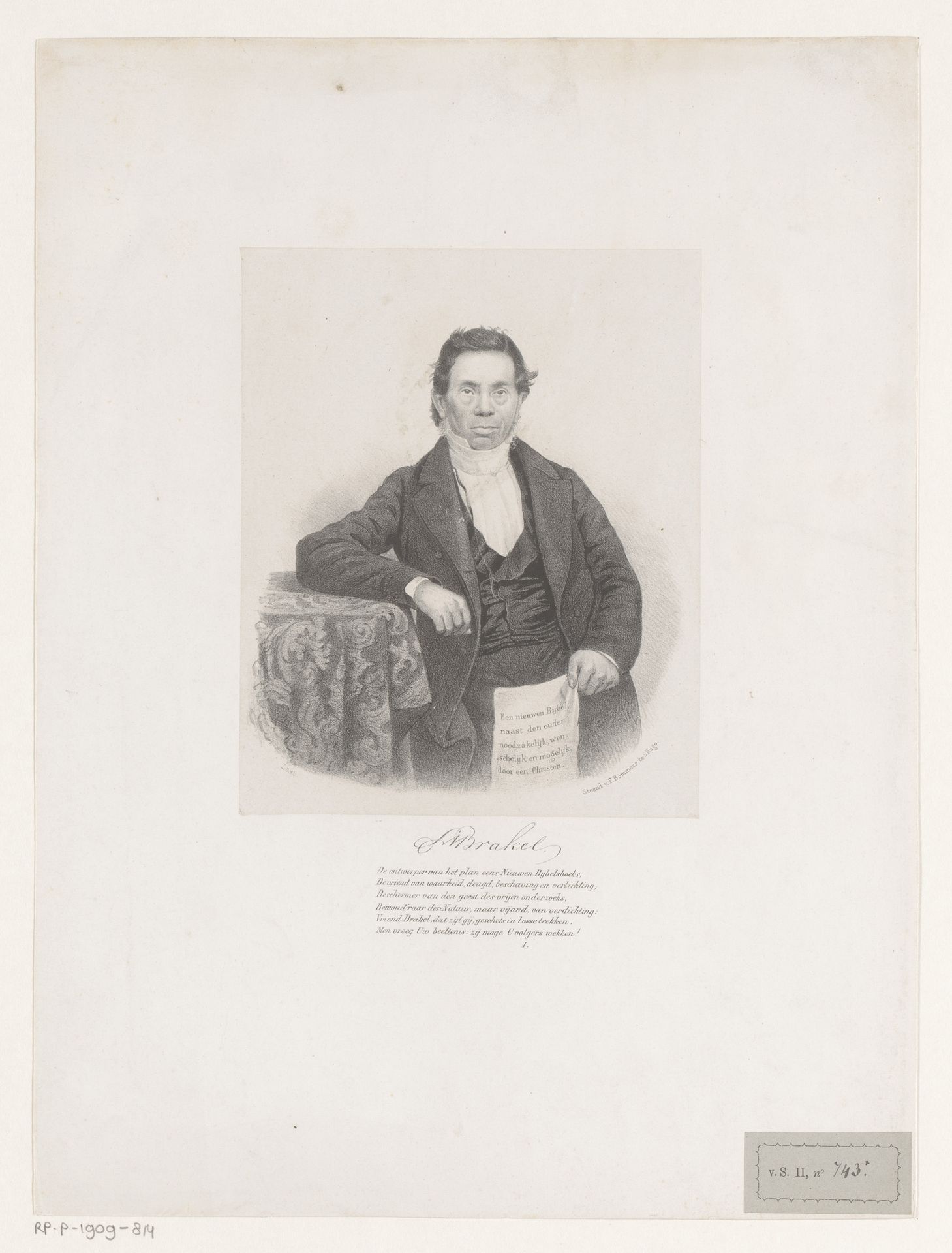 Portret van S. van Brakel by Carel Christiaan Antony Last