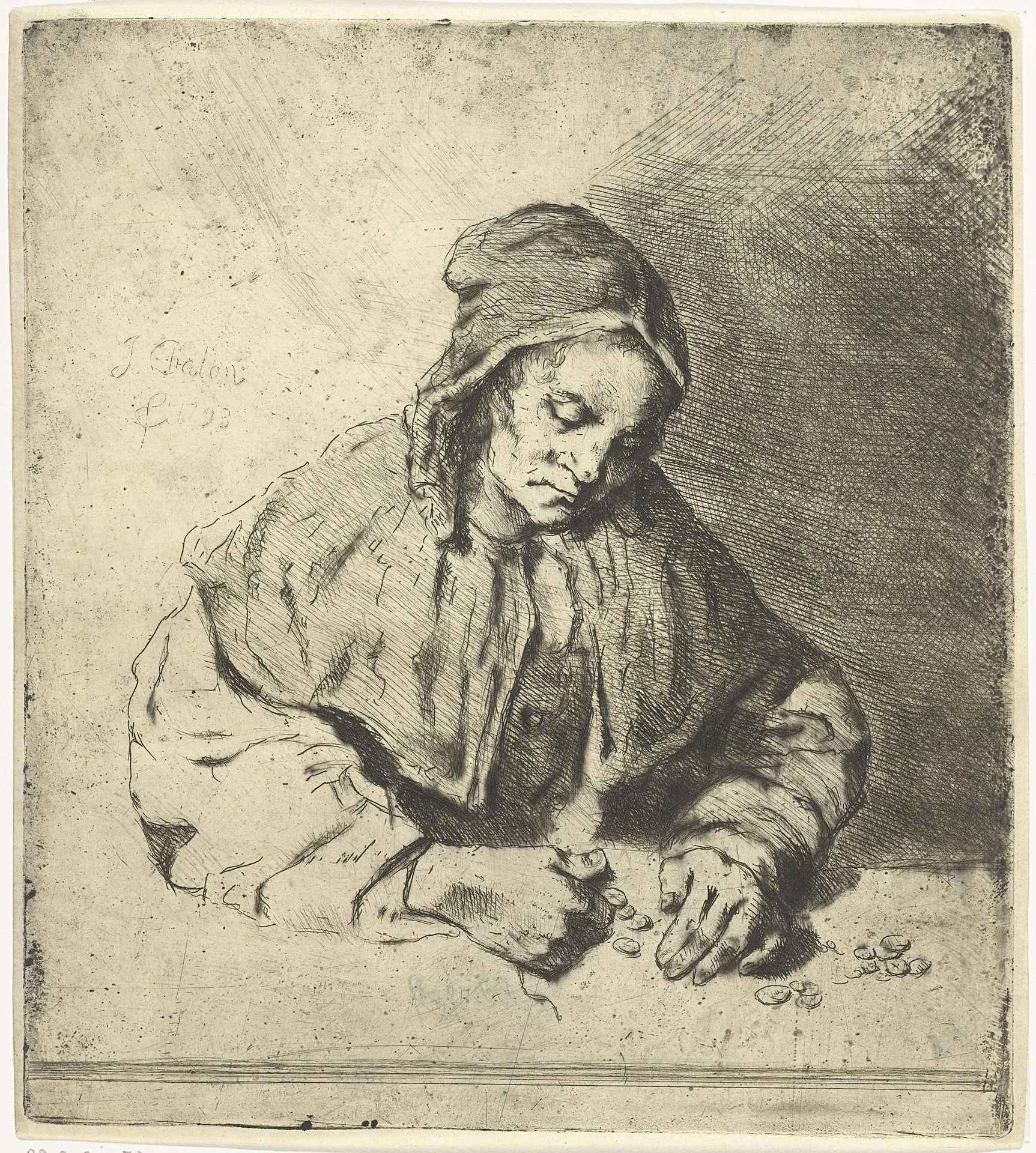 Vrouw die geld telt by Jan Chalon